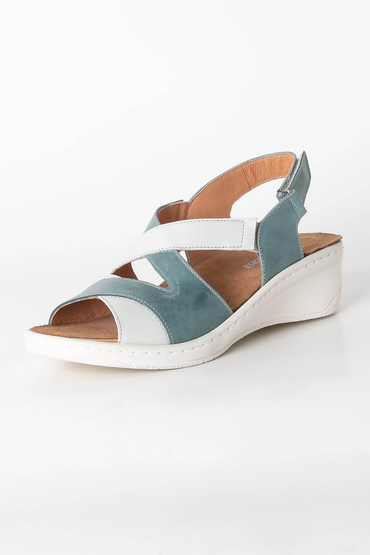 Sandales Anatomiques En Cuir Véritable Bleu ZND1365802ZND1365802-MAVİSoftMode