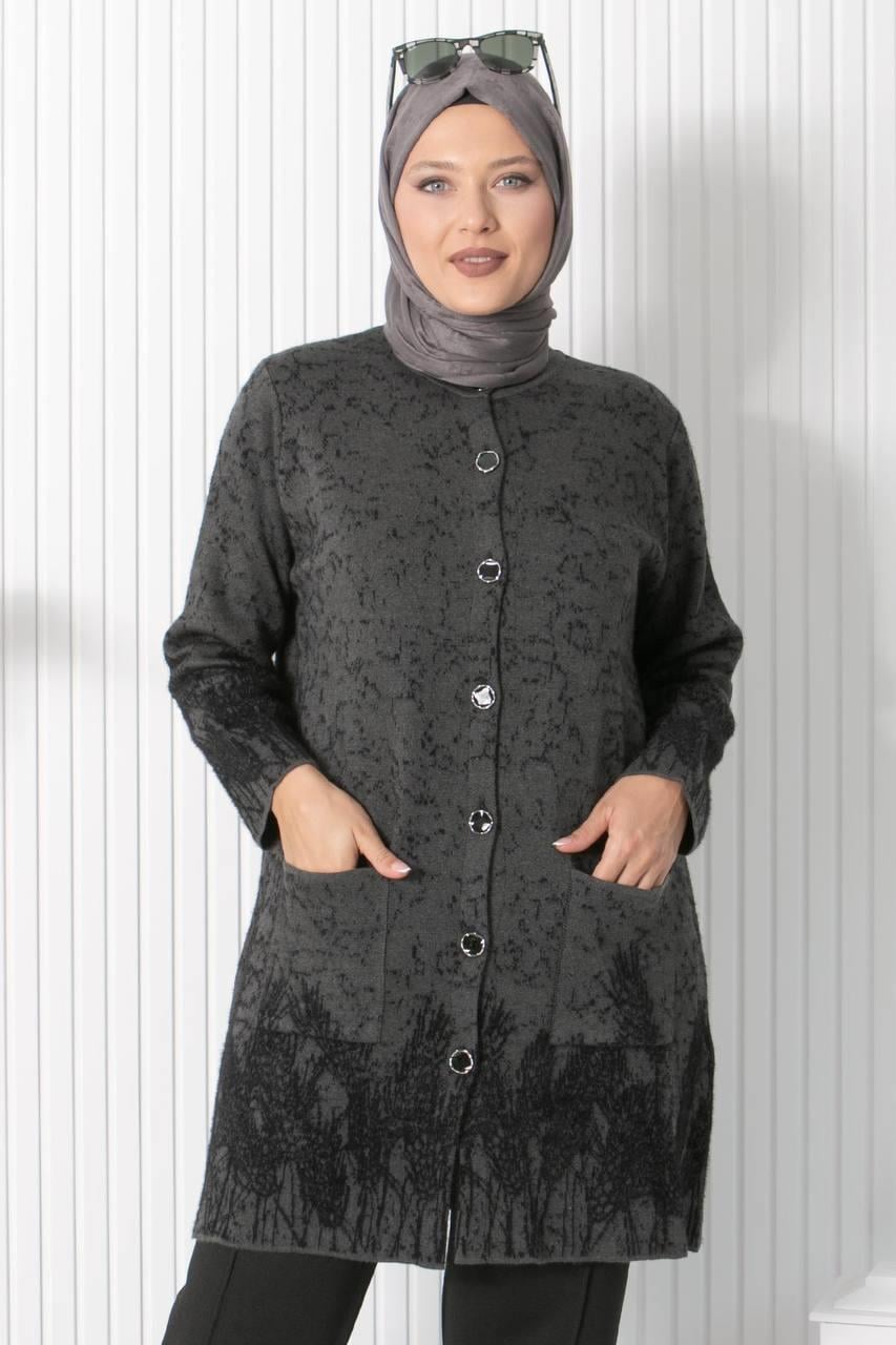 DÜĞMELİ TRİKO HIRKA34005-GRİFahima Elite