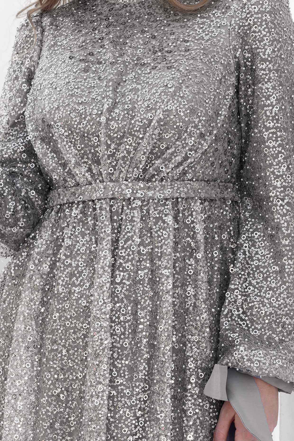 Sequined Evening Dress Silver AHN264AHN264-GÜMÜŞAhunisa