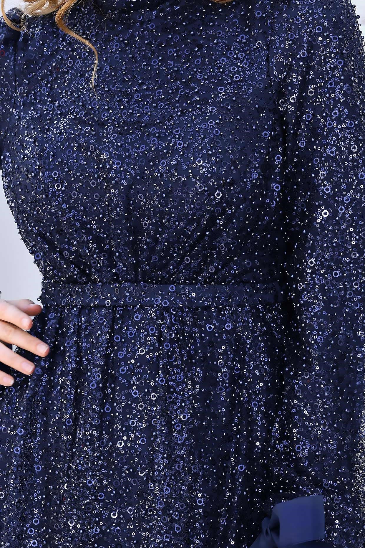 Sequined Evening Dress Navy Blue AHN264AHN264-LACİVERTAhunisa