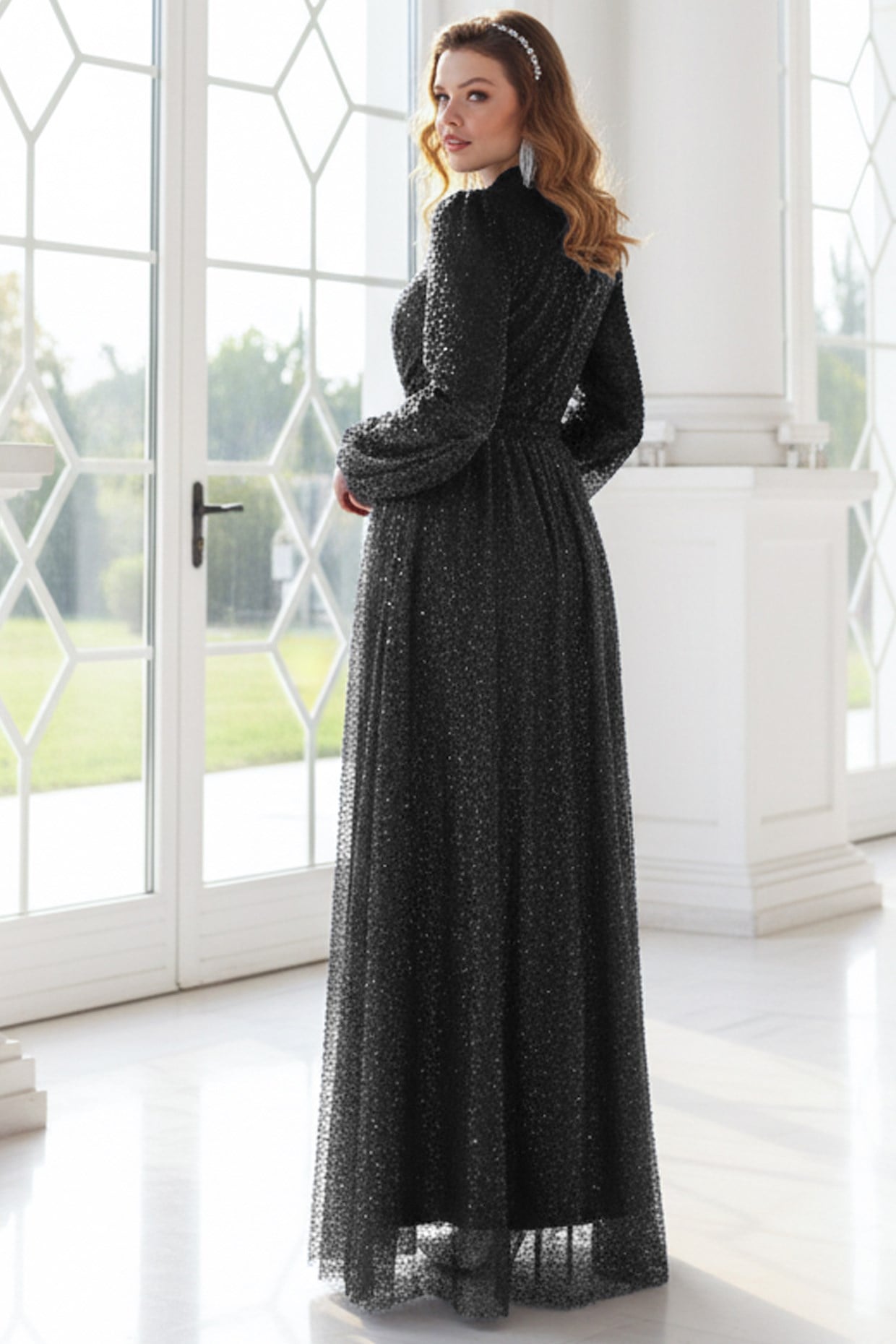 Sequined Evening Dress Black AHN264AHN264-SİYAHAhunisa