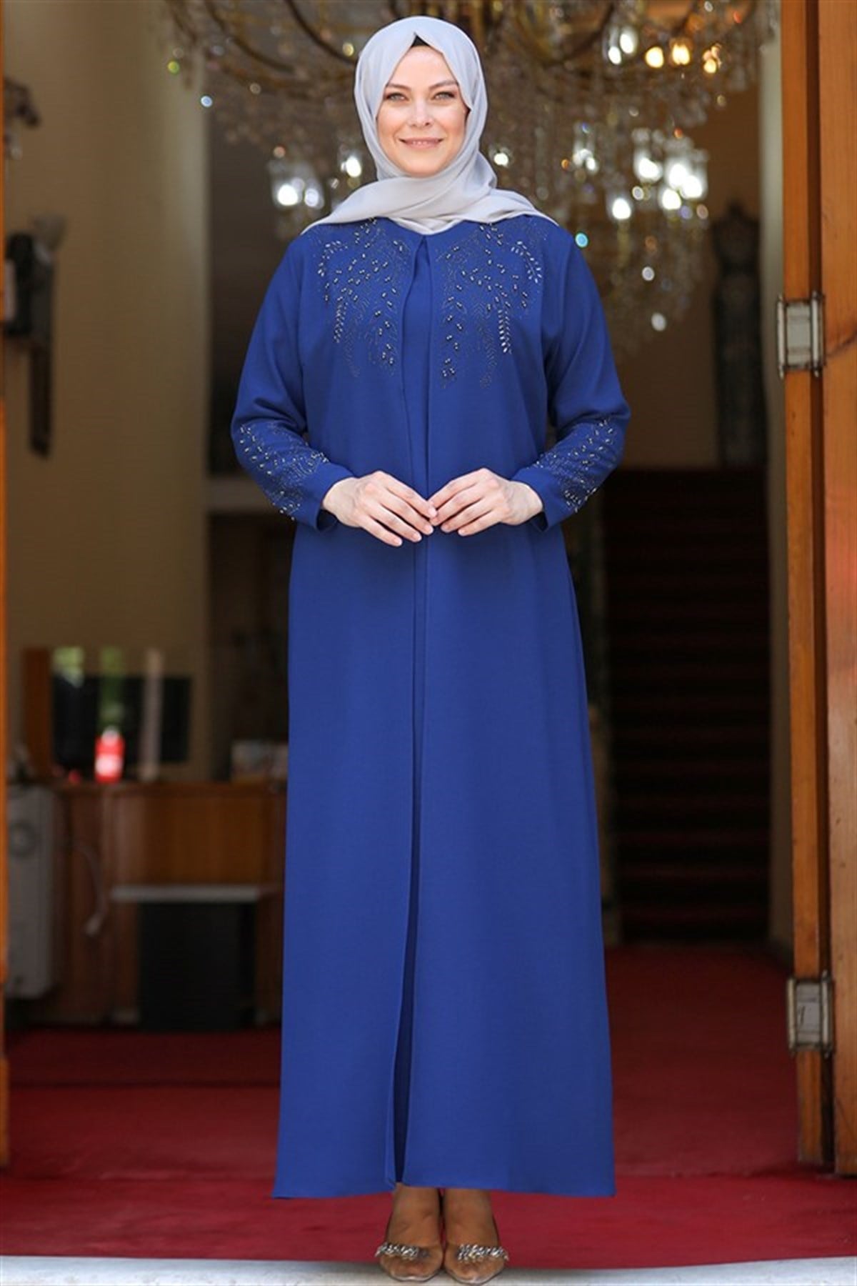 Evening Dress Indigo Blue FHM762AMH762-İNDİGOAmine Hüma