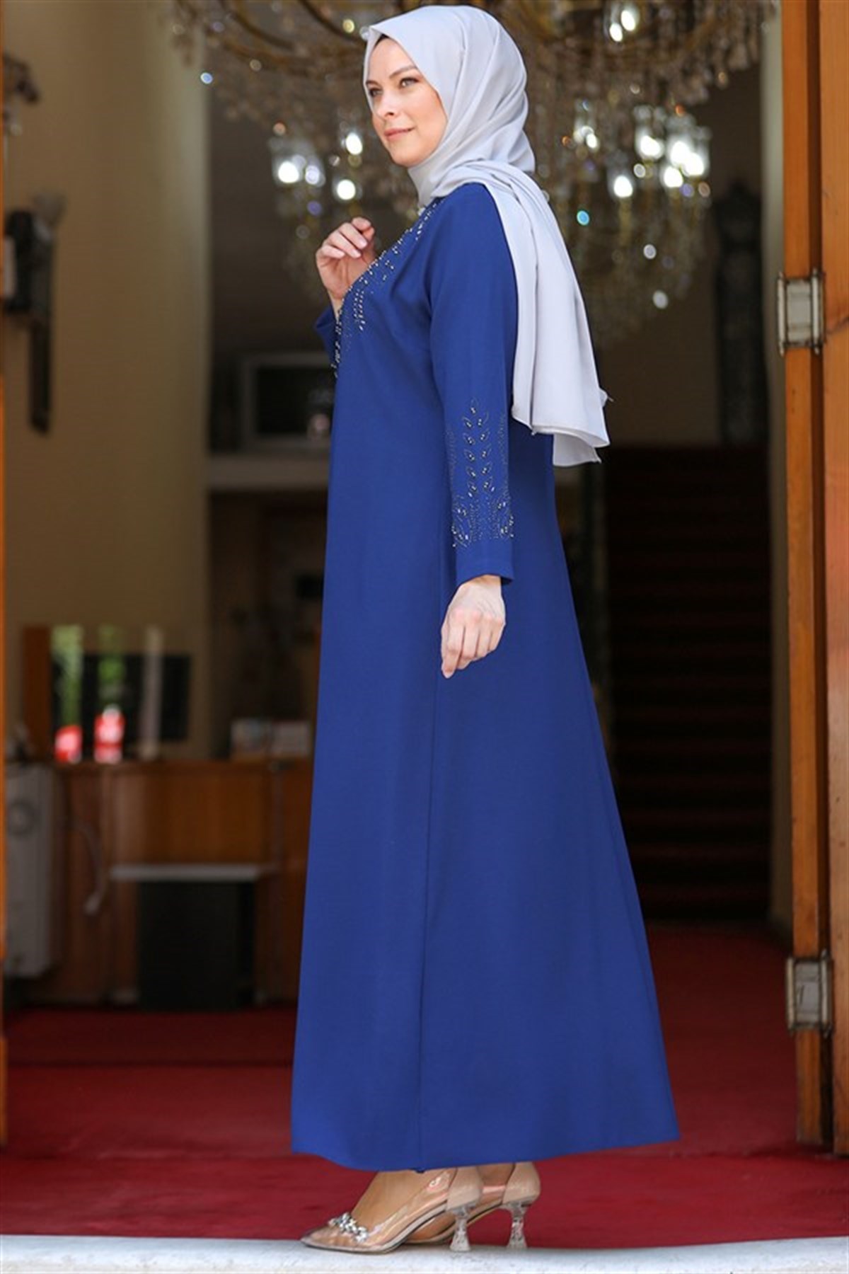 Evening Dress Indigo Blue FHM762AMH762-İNDİGOAmine Hüma