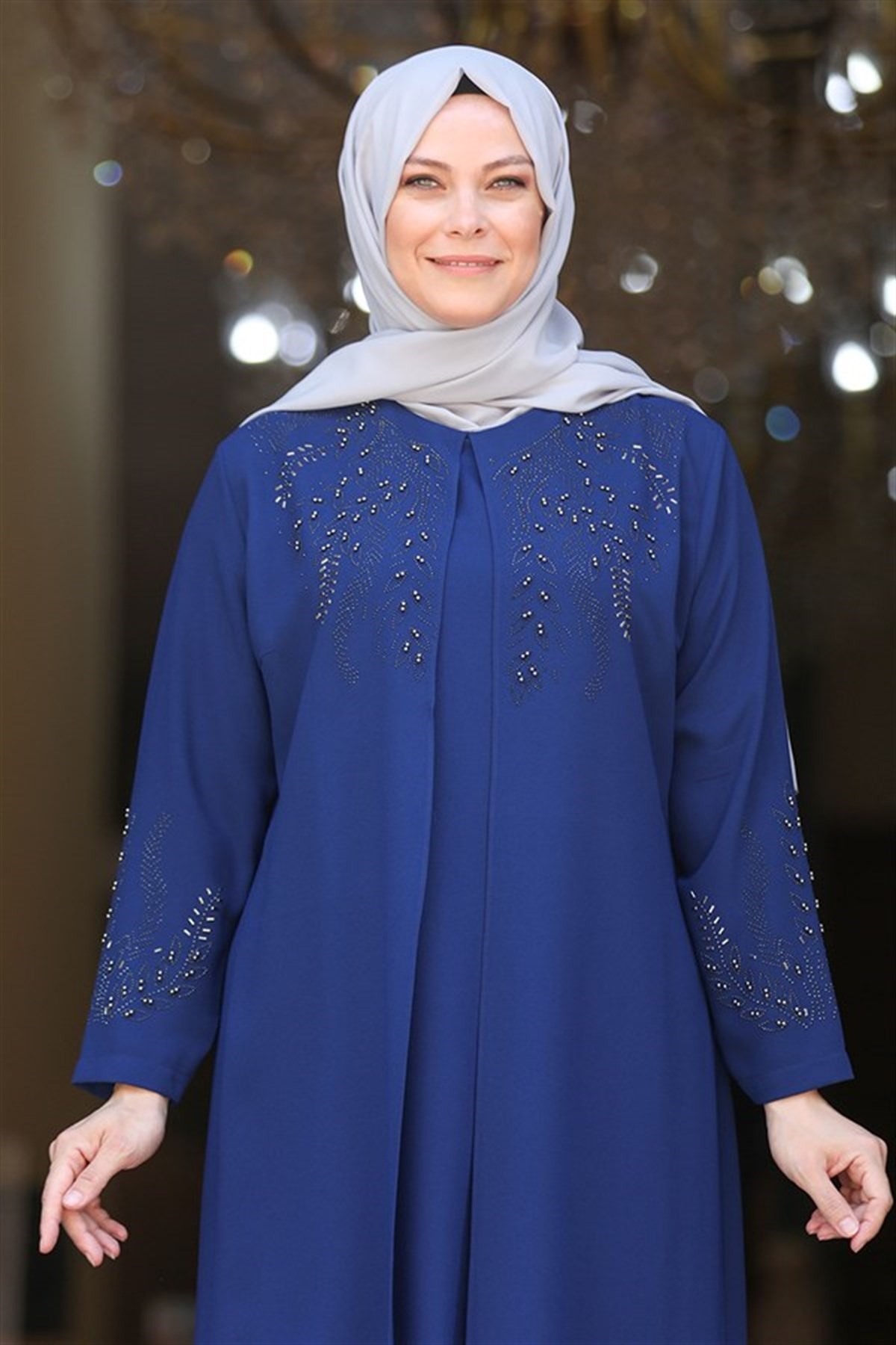 Evening Dress Indigo Blue FHM762AMH762-İNDİGOAmine Hüma
