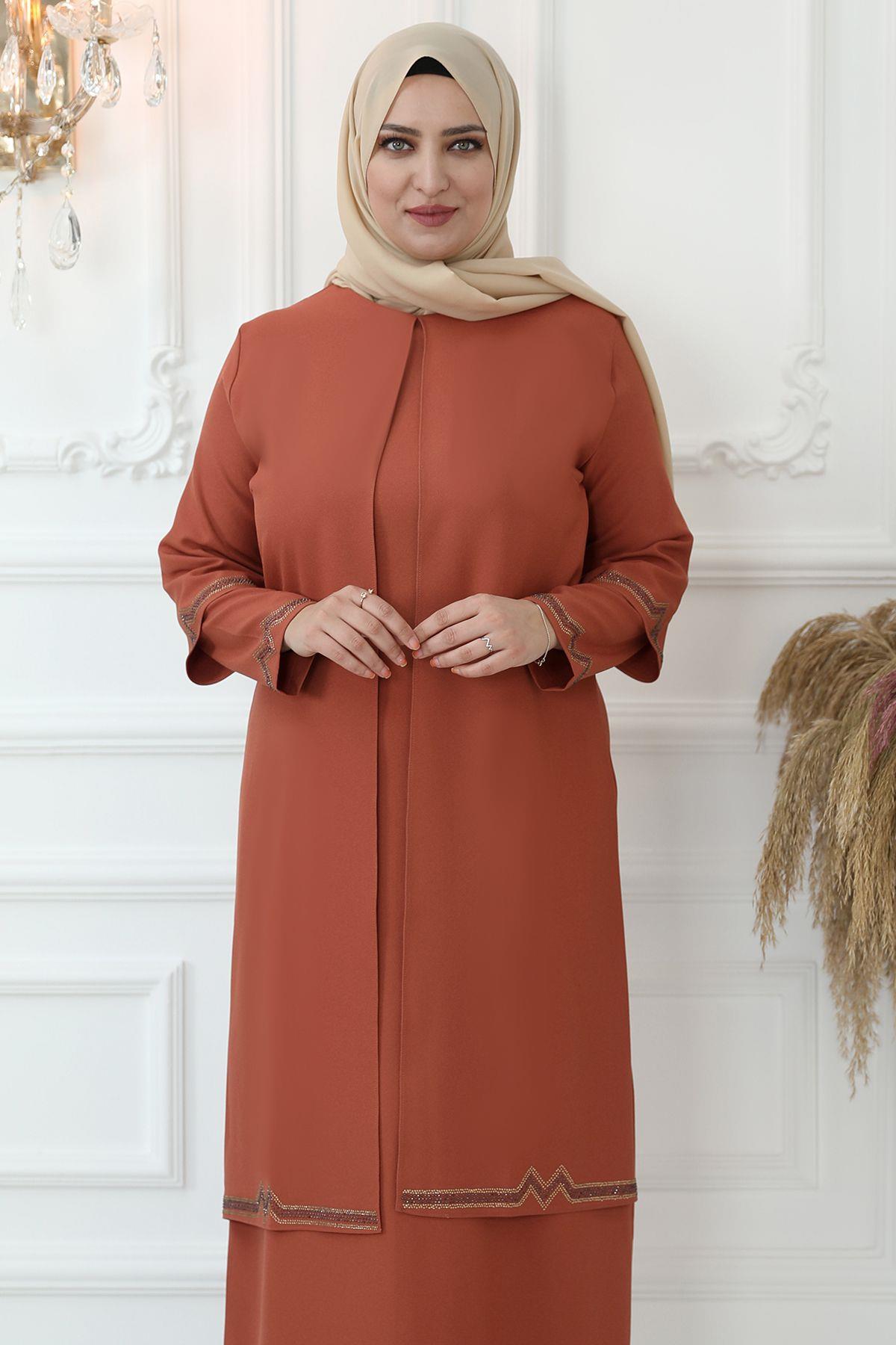 Evening Dress Brick AMH780AMH780-KİREMİTAmine Hüma