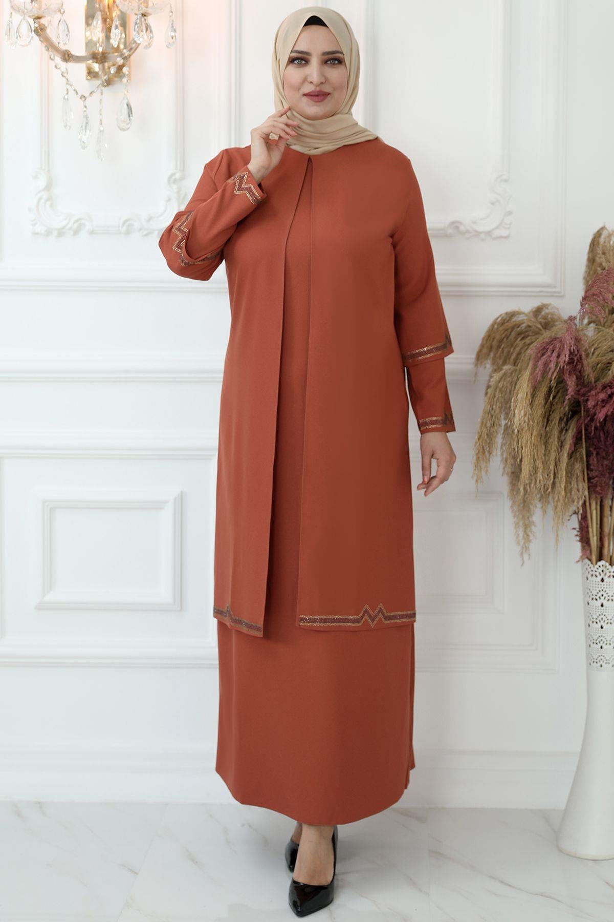 Evening Dress Brick AMH780AMH780-KİREMİTAmine Hüma