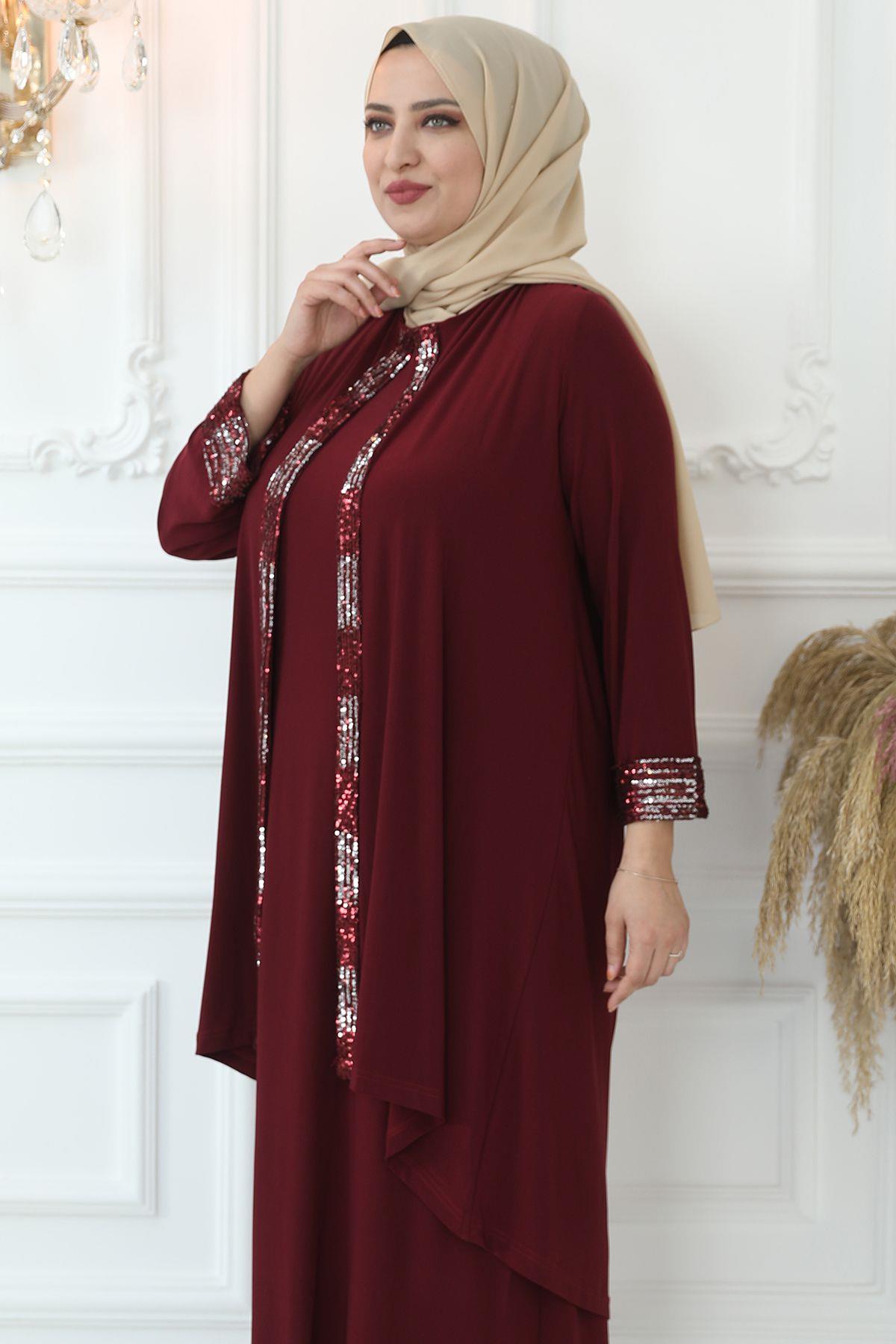 Robes de Soirée Scintillantes Bordeaux  AMH822AMH822-BORDOAmine Hüma