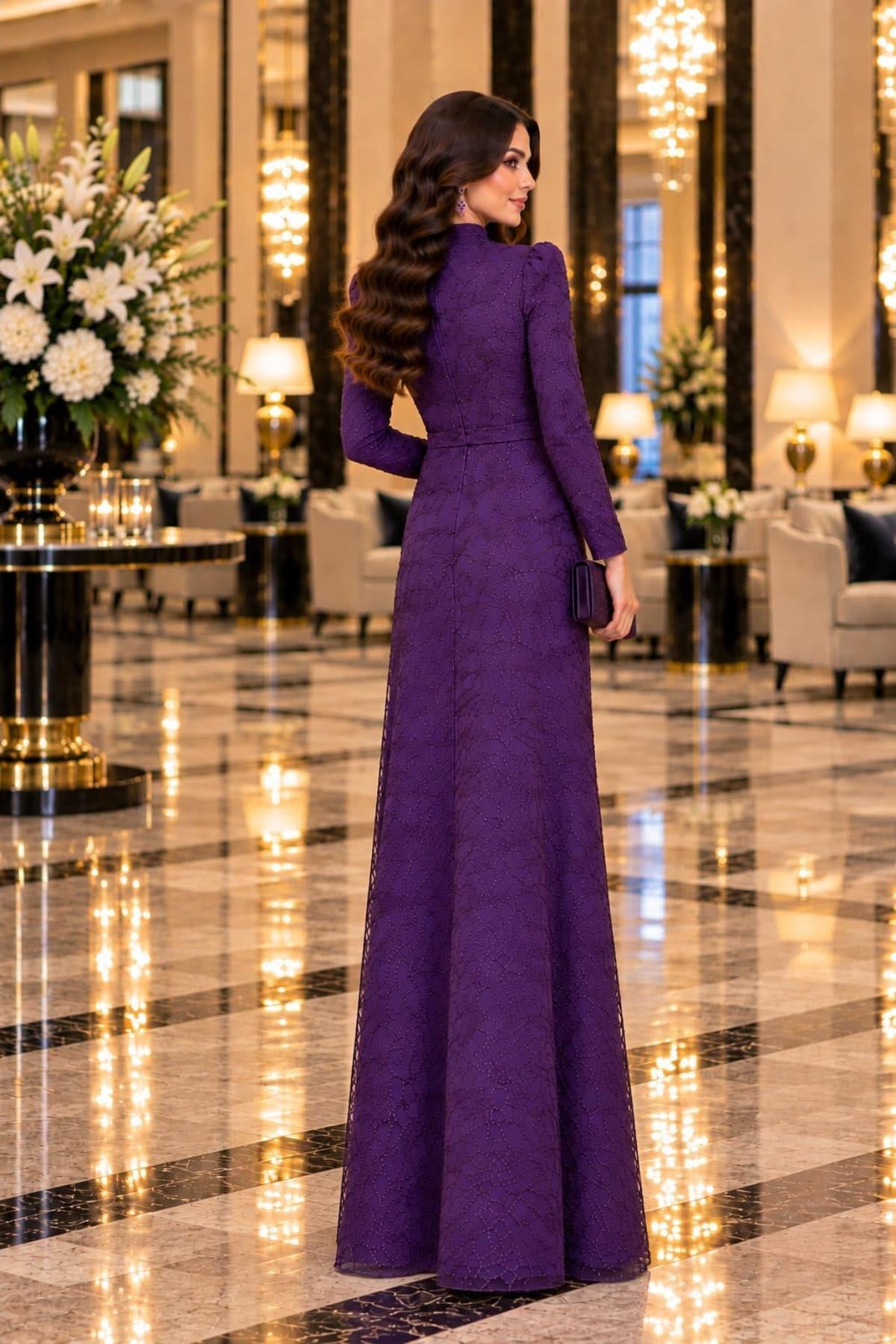 Asya Tesettür Abiye  Mor ANR46ANR46-MORAhunur Moda