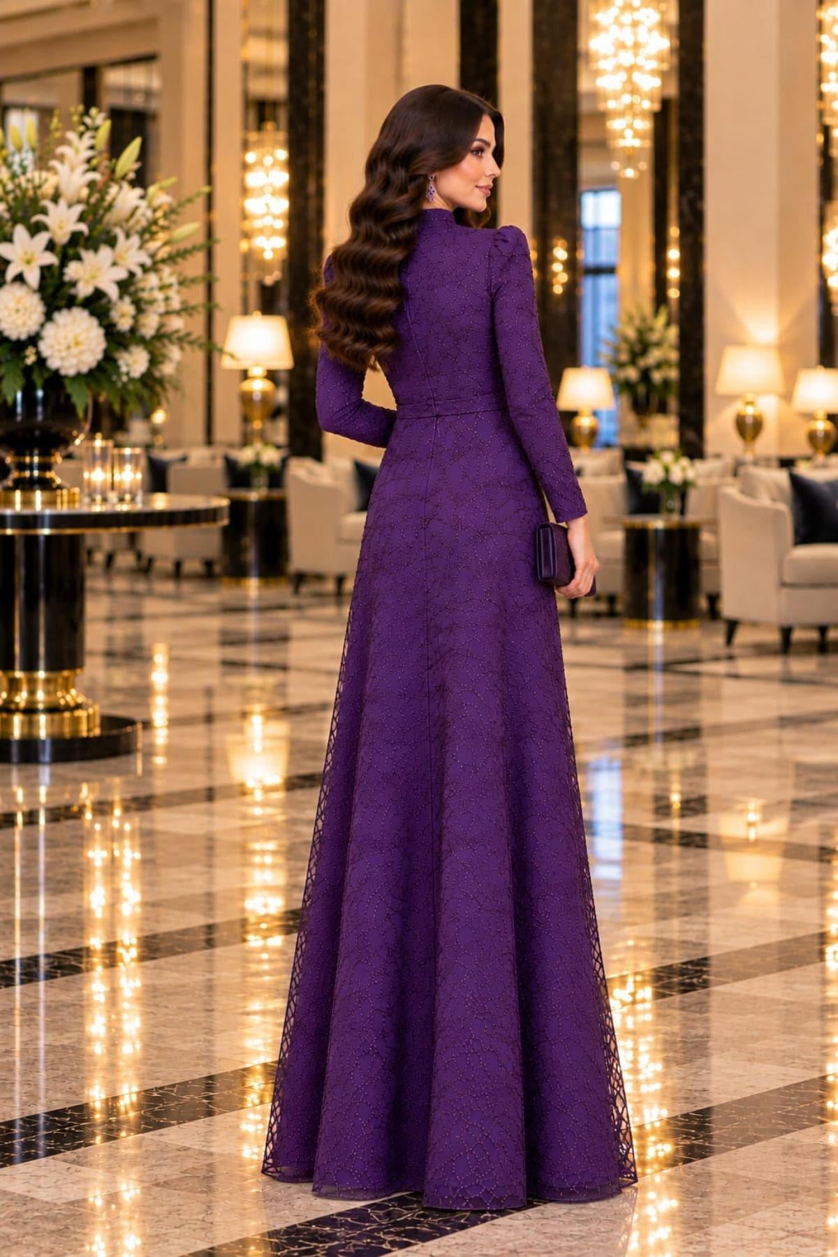 Asya Tesettür Abiye  Mor ANR46ANR46-MORAhunur Moda