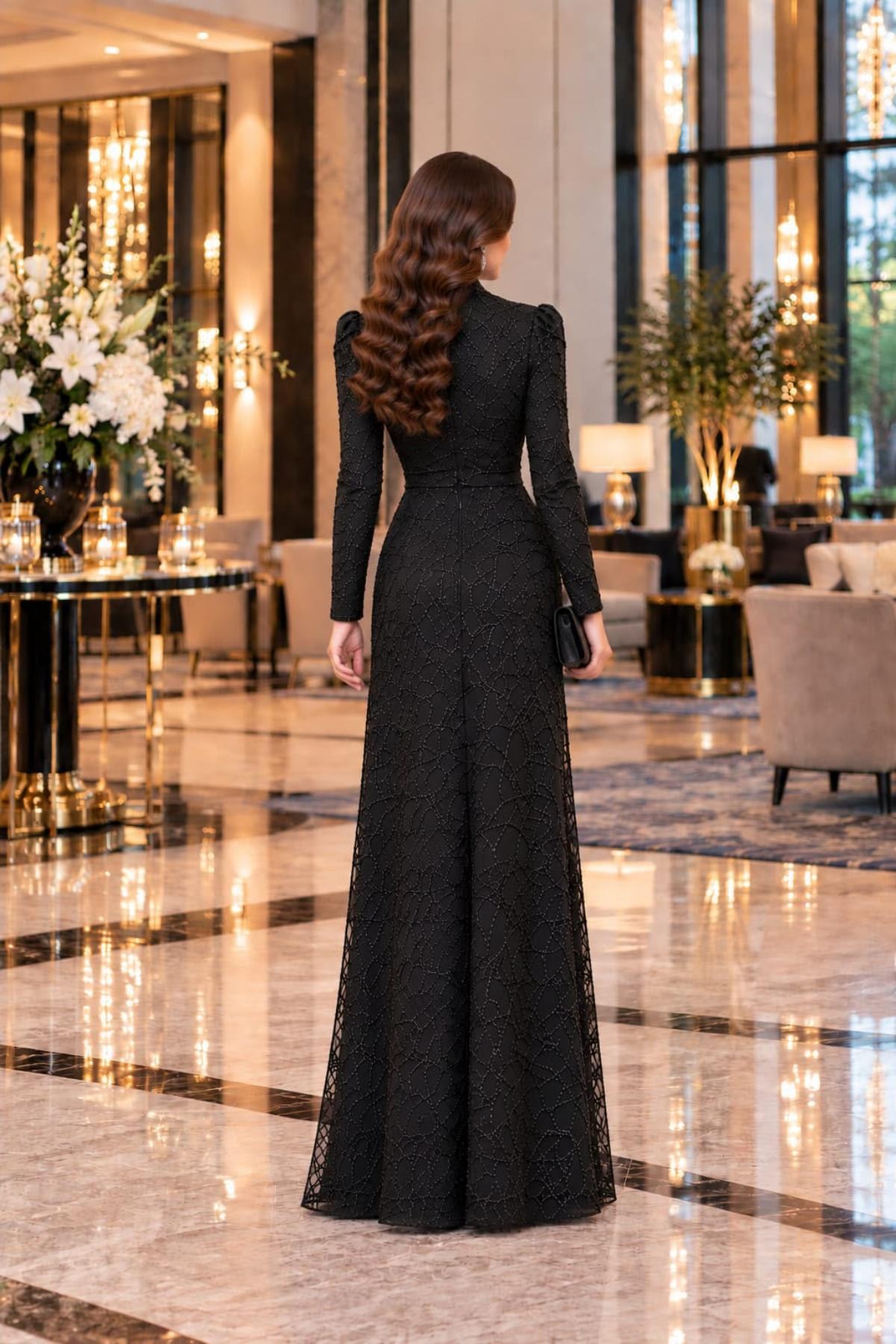 Asya Tesettür Abiye  Siyah ANR46ANR46-SİYAHAhunur Moda