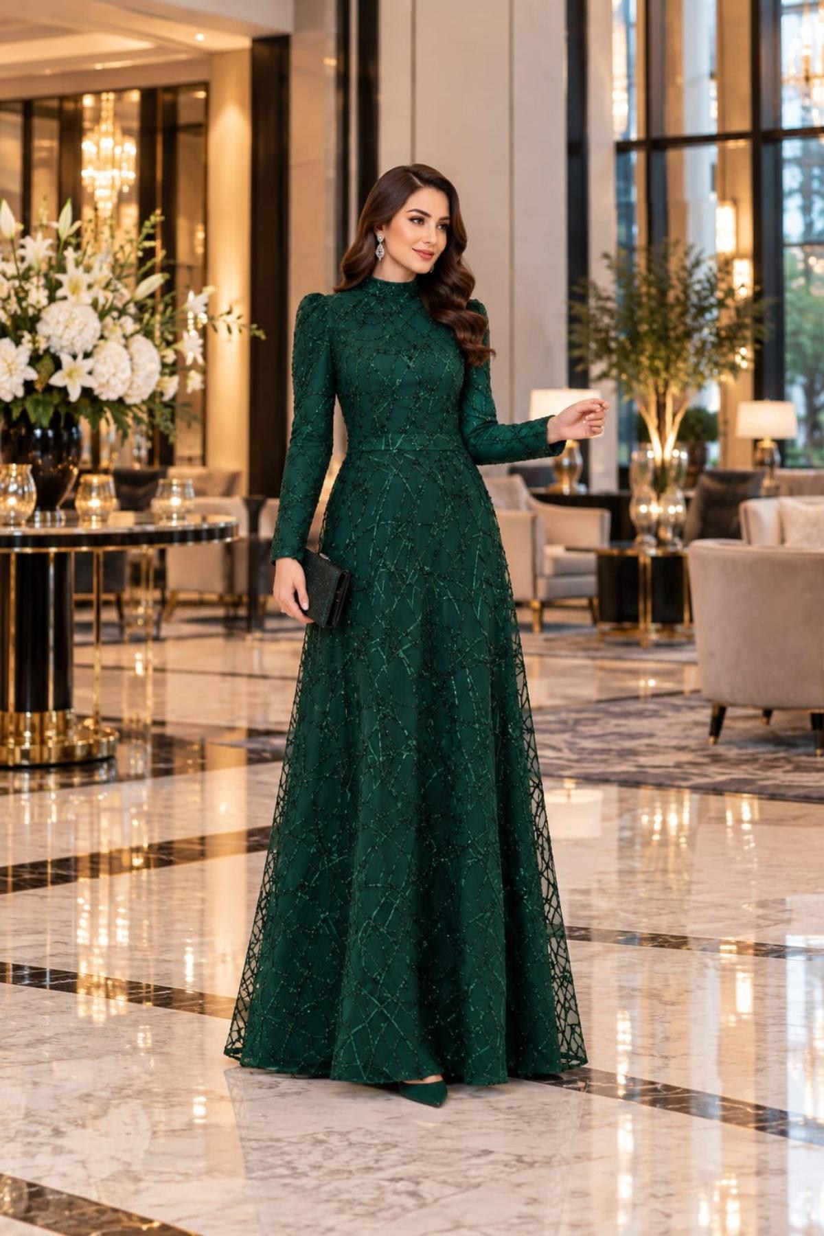 Asya Tesettür Abiye  Zümrüt ANR46ANR46-ZÜMRÜTAhunur Moda