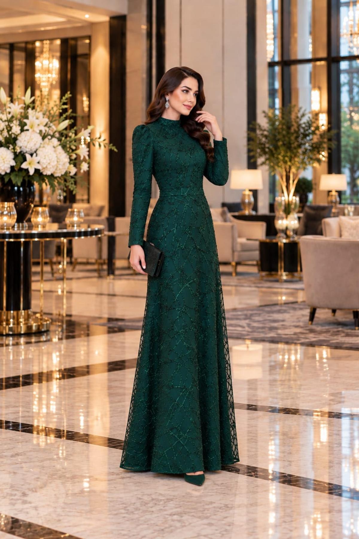Asya Tesettür Abiye  Zümrüt ANR46ANR46-ZÜMRÜTAhunur Moda