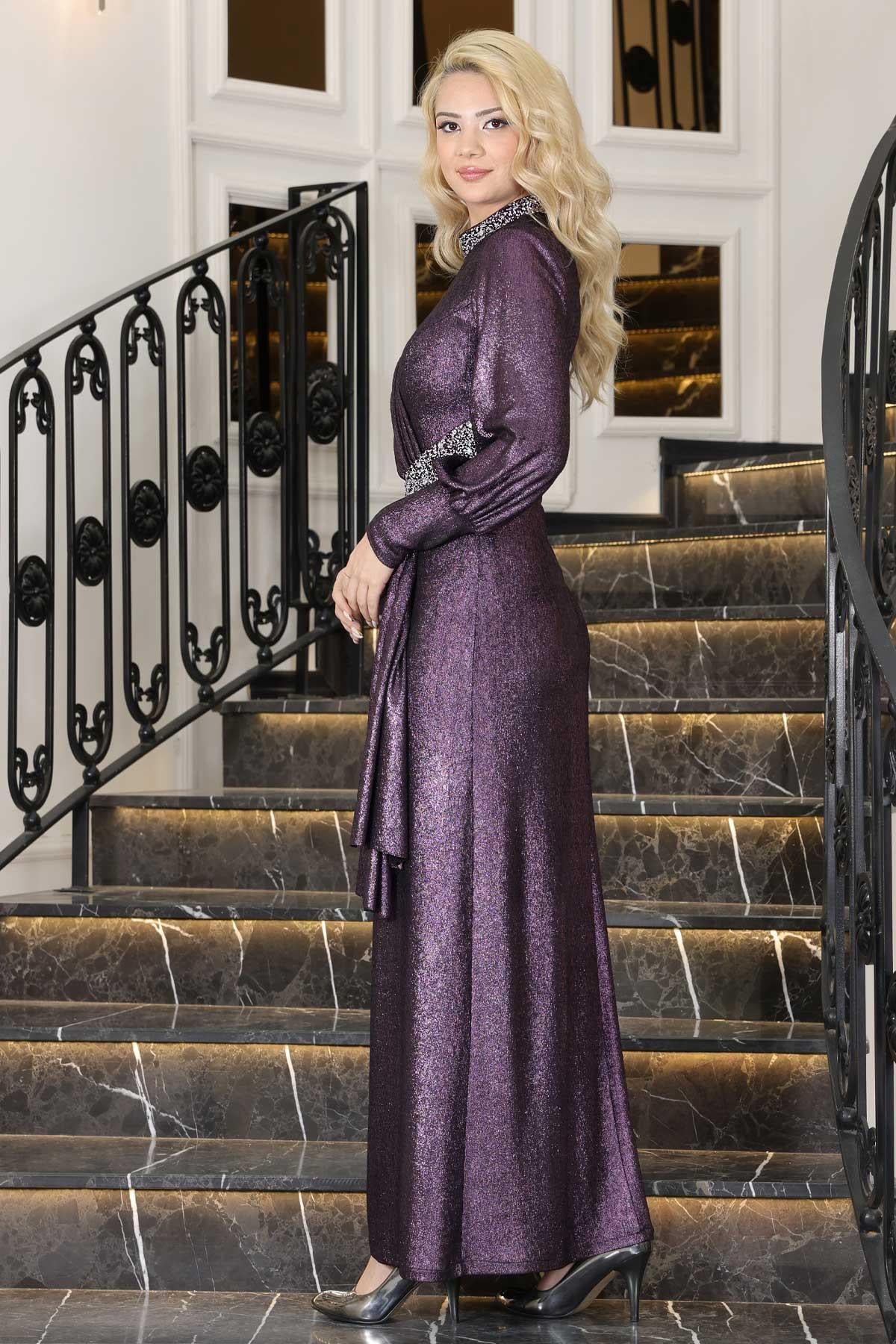 AÇELYA SARKAÇLI TAŞLI ABİYE ELBİSEELB74-MORElben