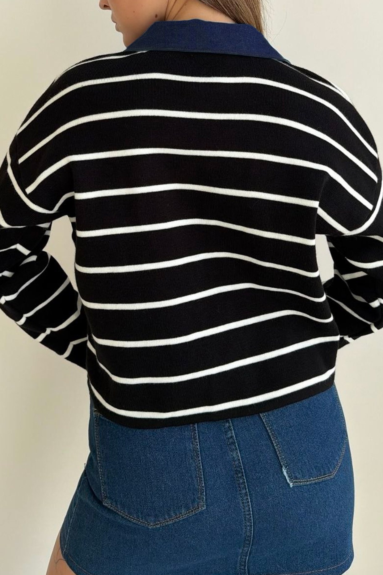 Önü Düğmeli Crop Çigili Triko Ceket Siyah FHM4288FHM4288-SİYAHFahima