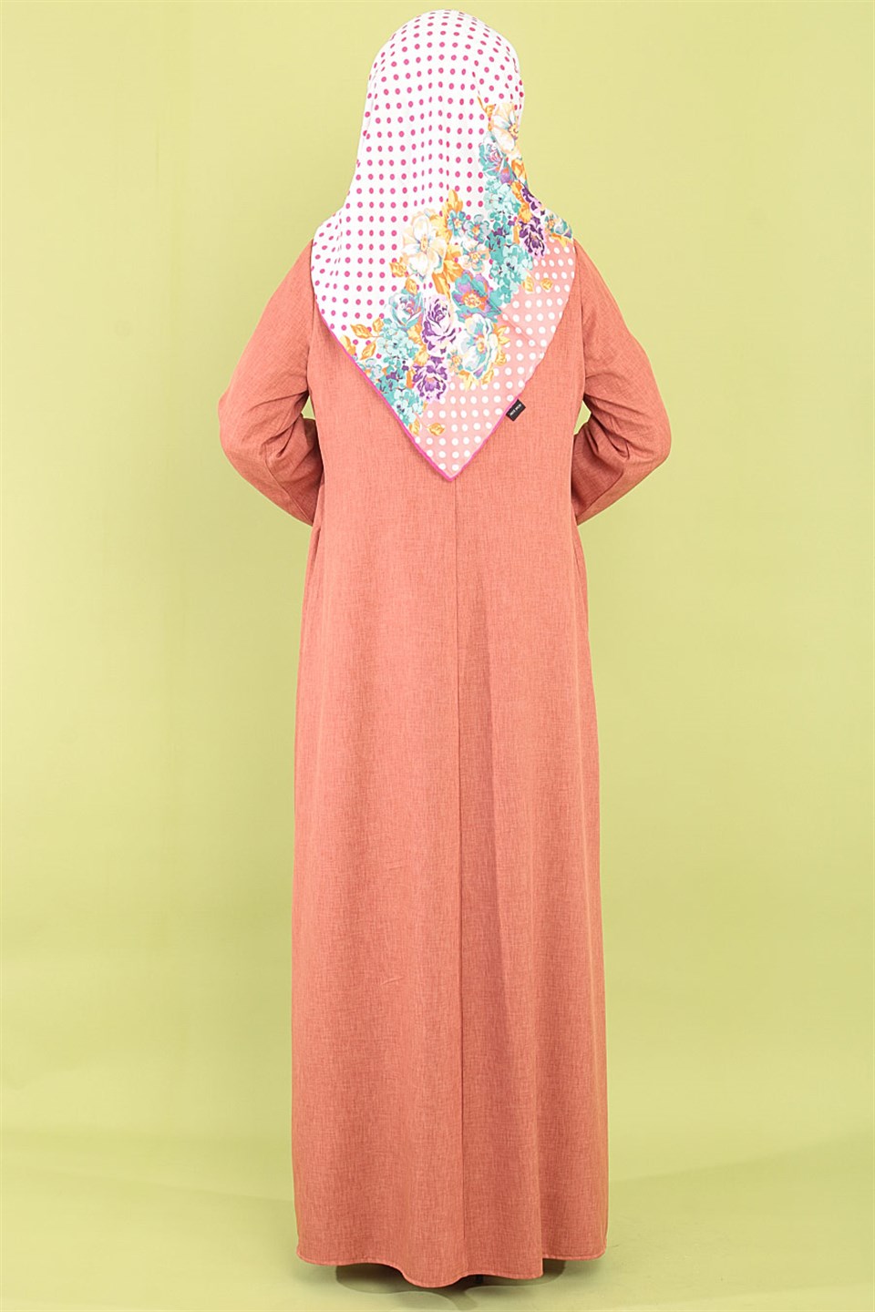 Abaya - Crepe - Ohne Innenfutter - Rundhalsausschnitt - Brick - FHM516