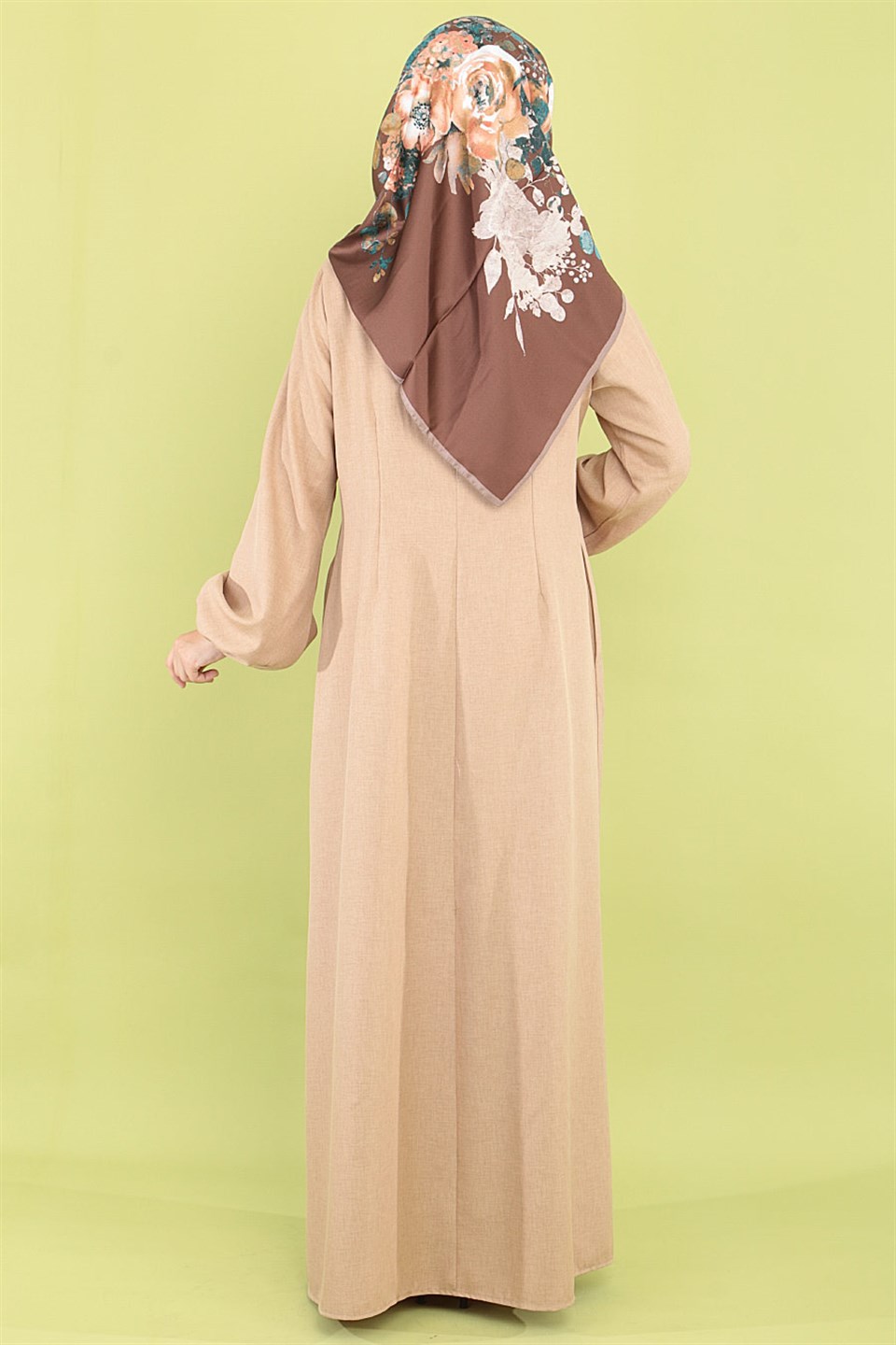 Abaya - Crepe - Ohne Innenfutter - Rundhalsausschnitt - Nerz - FHM516