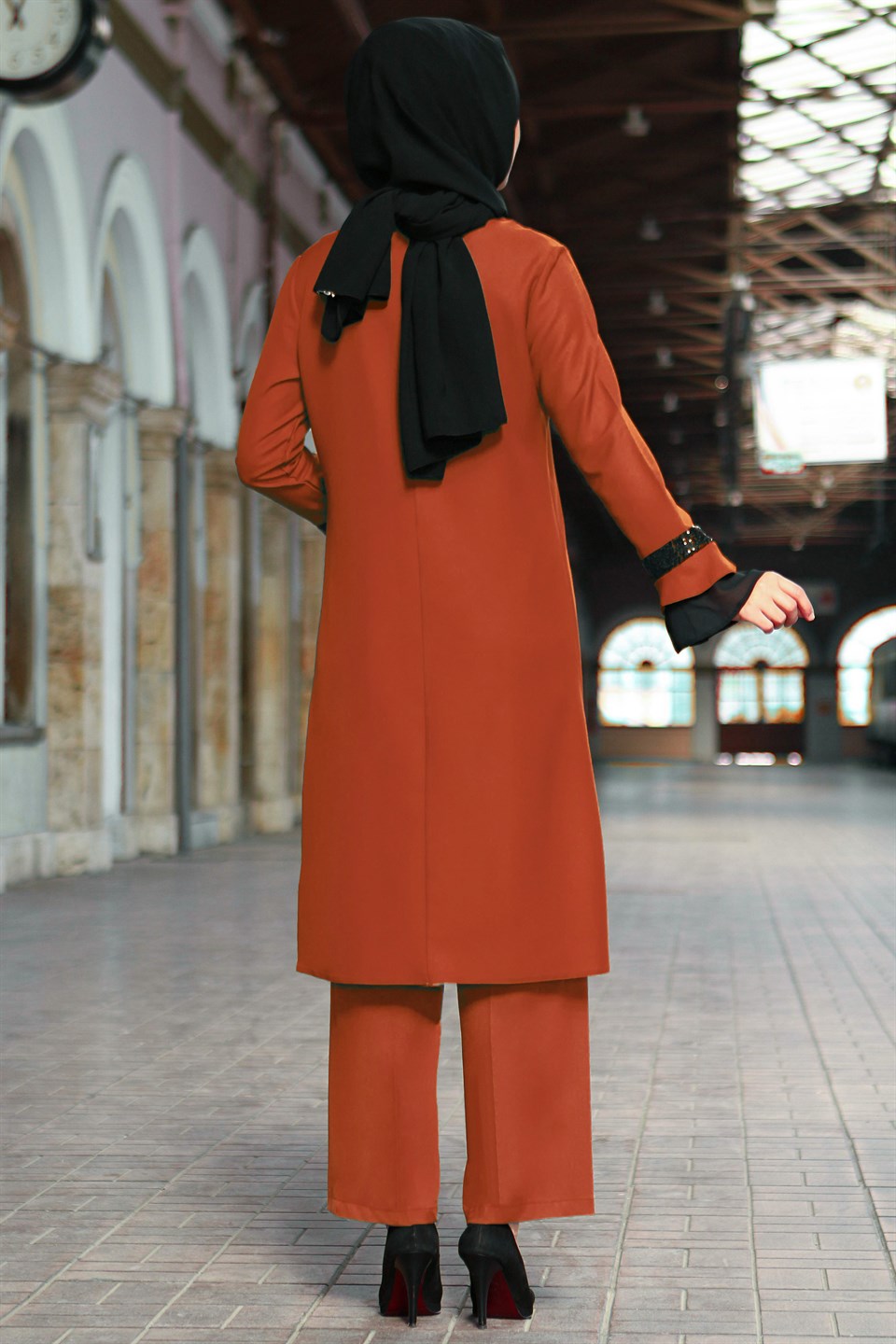 Tunic - Pants - Poly Cotton - Unlined - Crew Neck - Brick - FHM529
