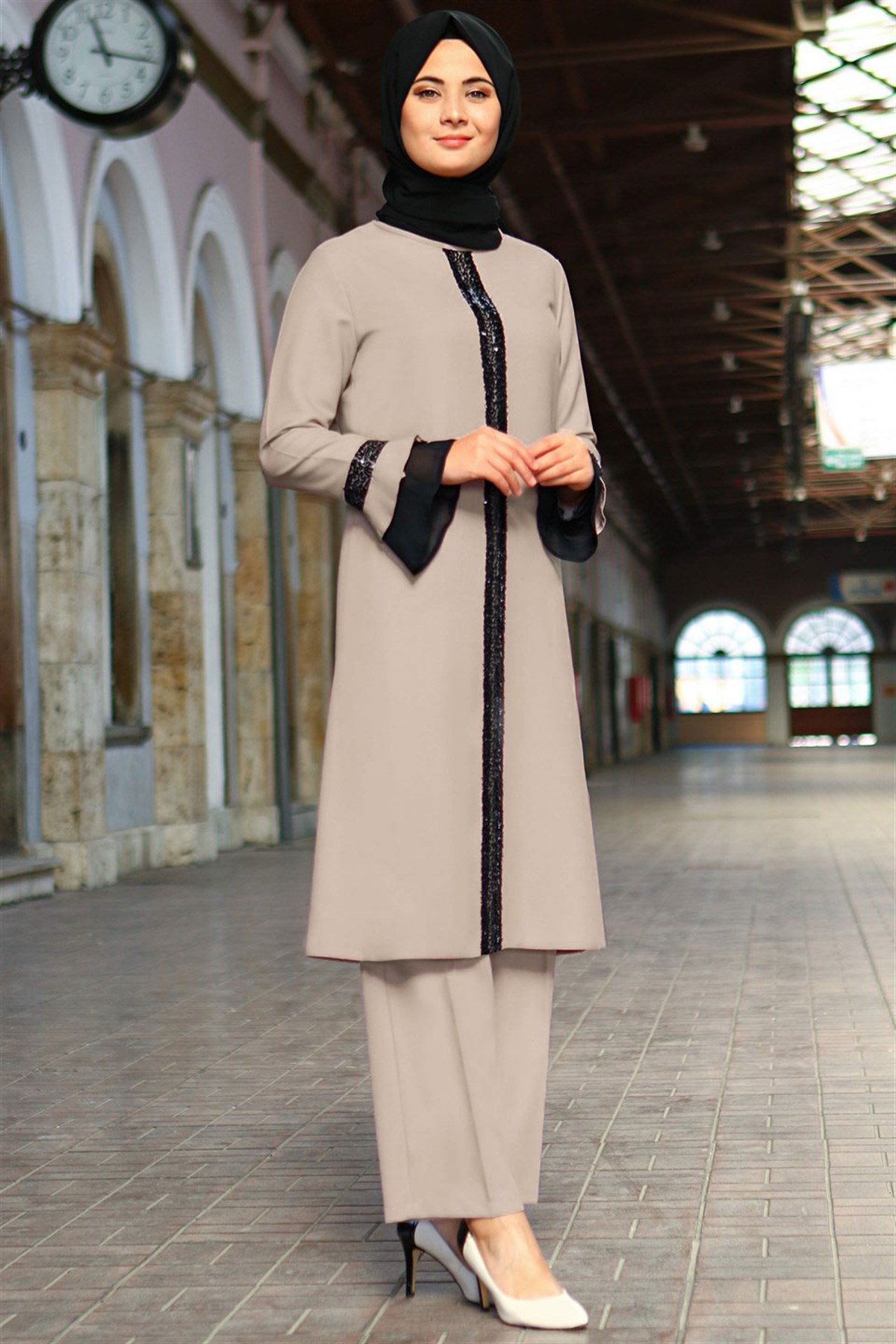 Gamzelim Tunik Pantolon Takım Vizon FHM529