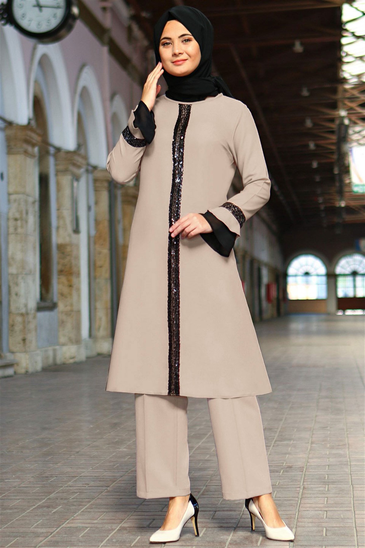 Gamzelim Tunik Pantolon Takım Vizon FHM529