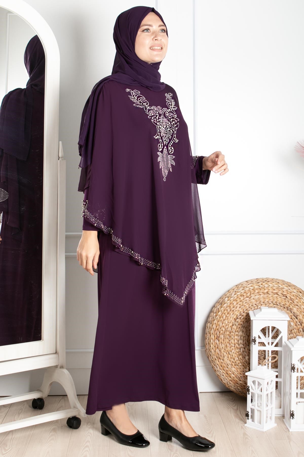 Robe de soirée - Élasthanne - Sans Doublure - Ras du Cou - Couleur Prune - FHM642FHM642-MÜRDÜMFahima