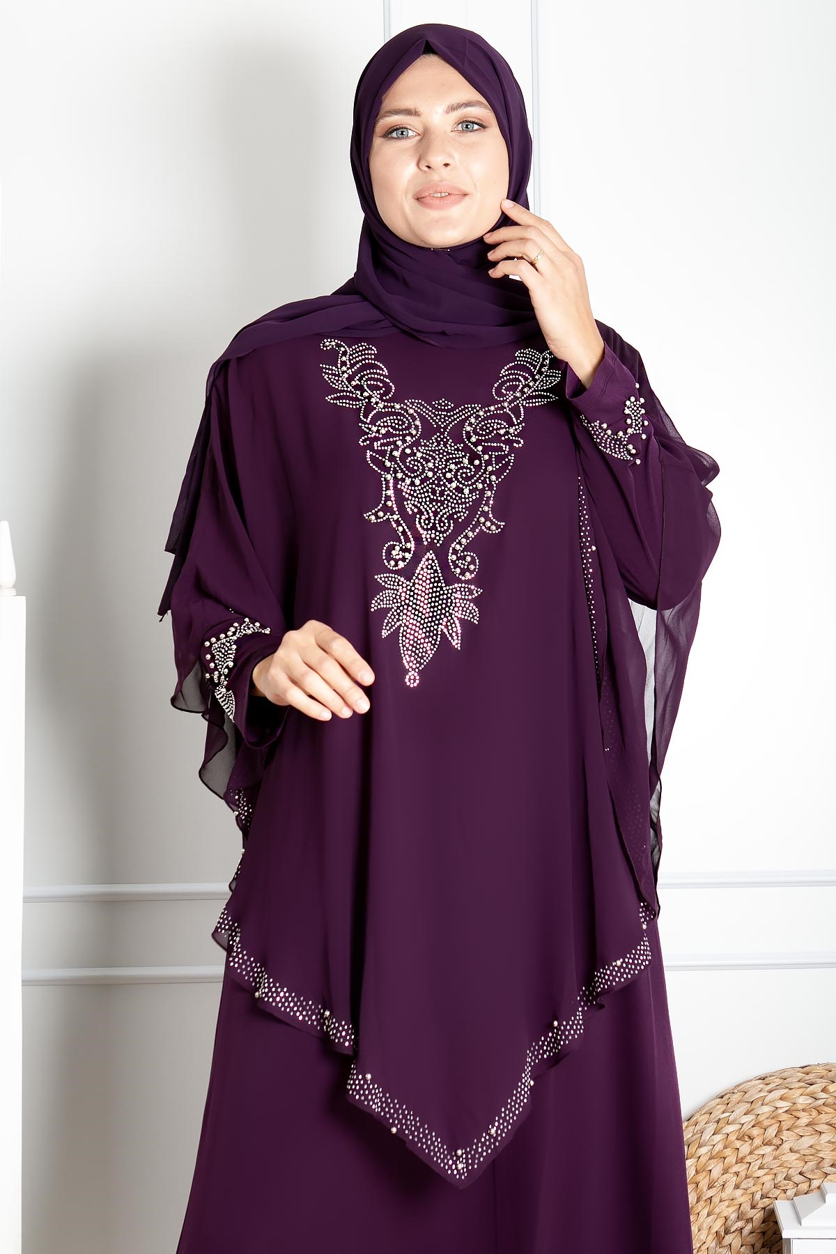 Robe de soirée - Élasthanne - Sans Doublure - Ras du Cou - Couleur Prune - FHM642FHM642-MÜRDÜMFahima