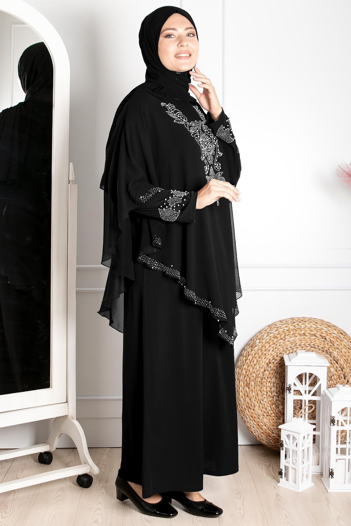 Robe de soirée - Élasthanne - Sans Doublure - Ras du Cou - Noir - FHM642FHM642-SİYAHFahima