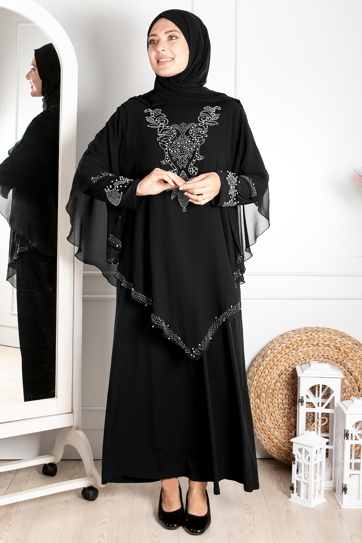 Robe de soirée - Élasthanne - Sans Doublure - Ras du Cou - Noir - FHM642FHM642-SİYAHFahima