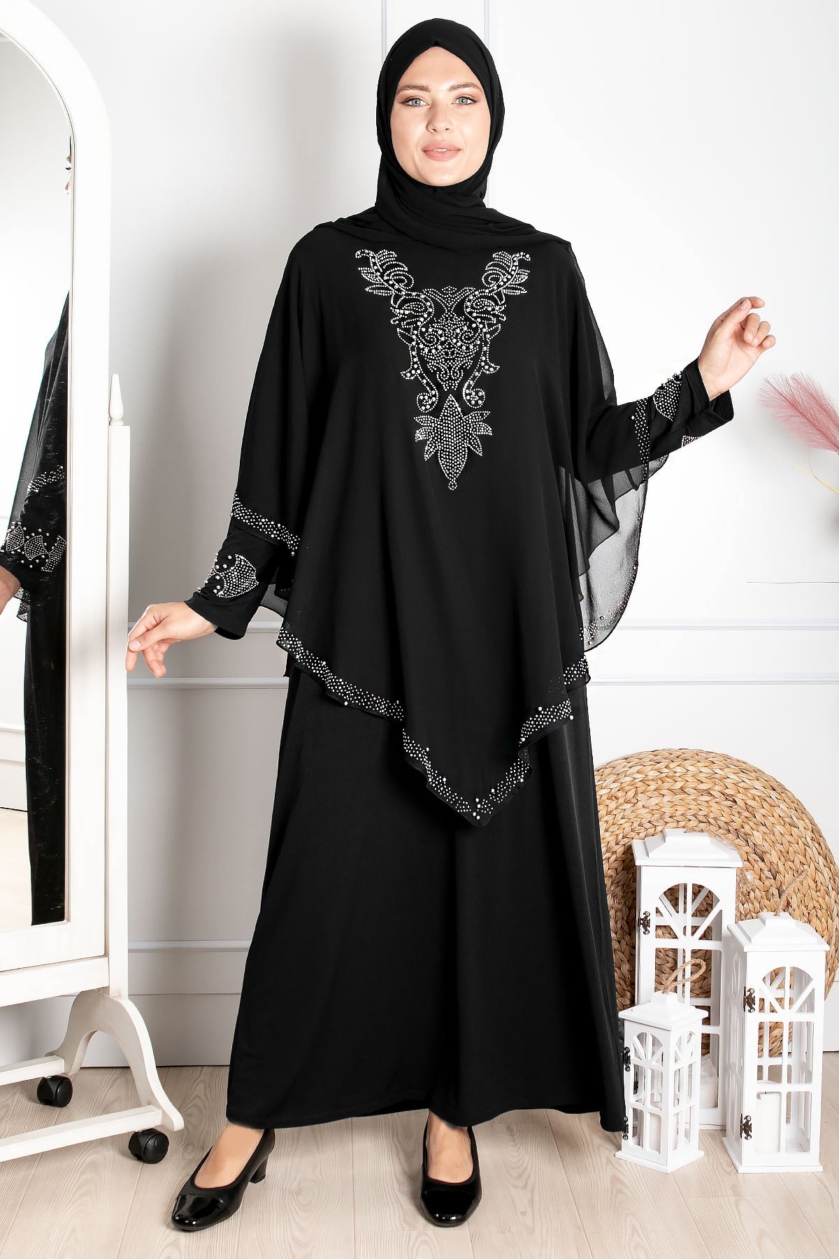 Robe de soirée - Élasthanne - Sans Doublure - Ras du Cou - Noir - FHM642FHM642-SİYAHFahima