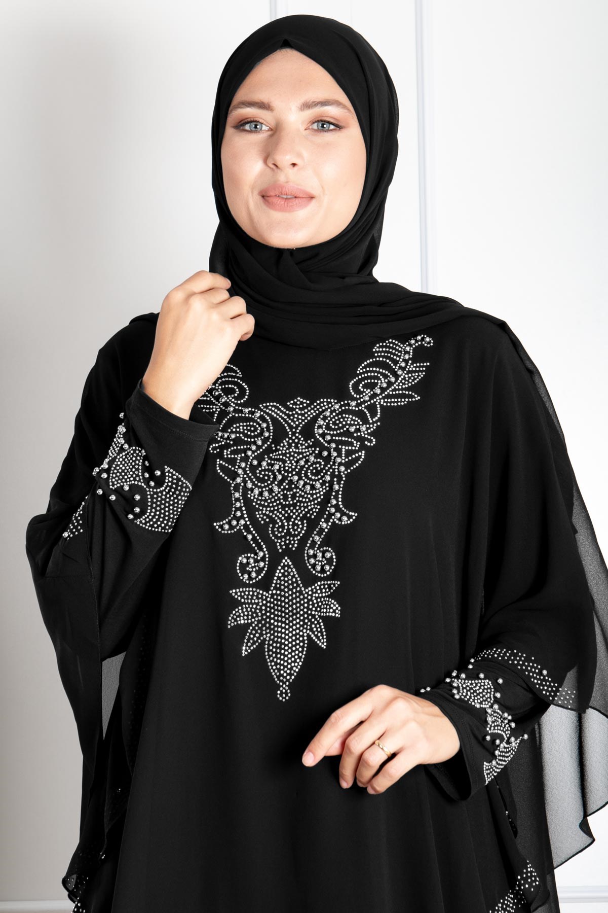 Robe de soirée - Élasthanne - Sans Doublure - Ras du Cou - Noir - FHM642FHM642-SİYAHFahima