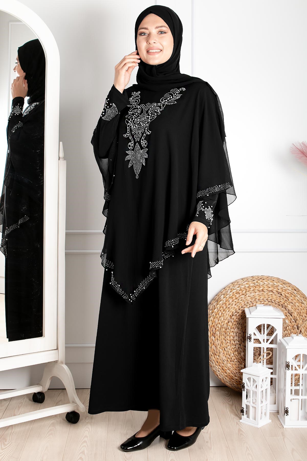 Robe de soirée - Élasthanne - Sans Doublure - Ras du Cou - Noir - FHM642FHM642-SİYAHFahima