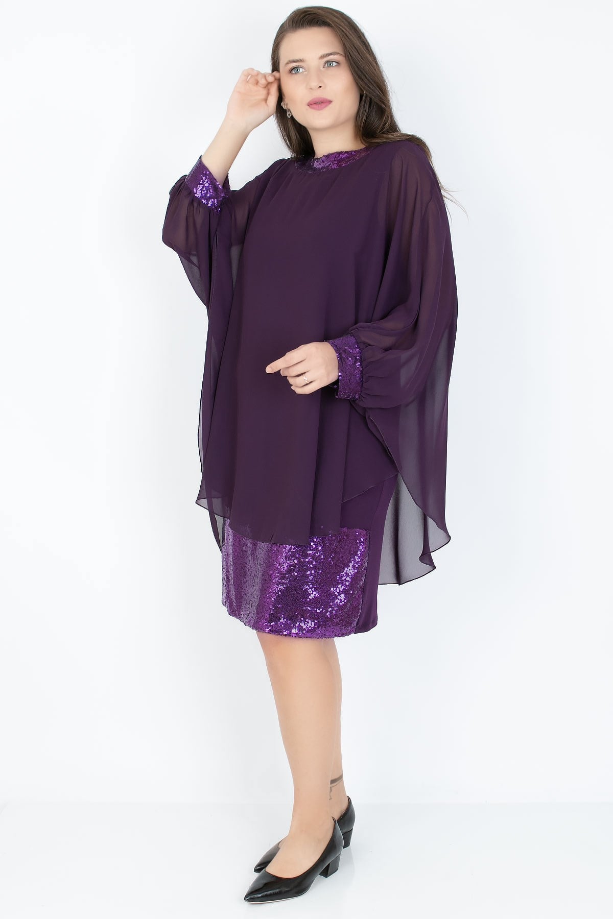 Dress Crew Neck Purple FHM756