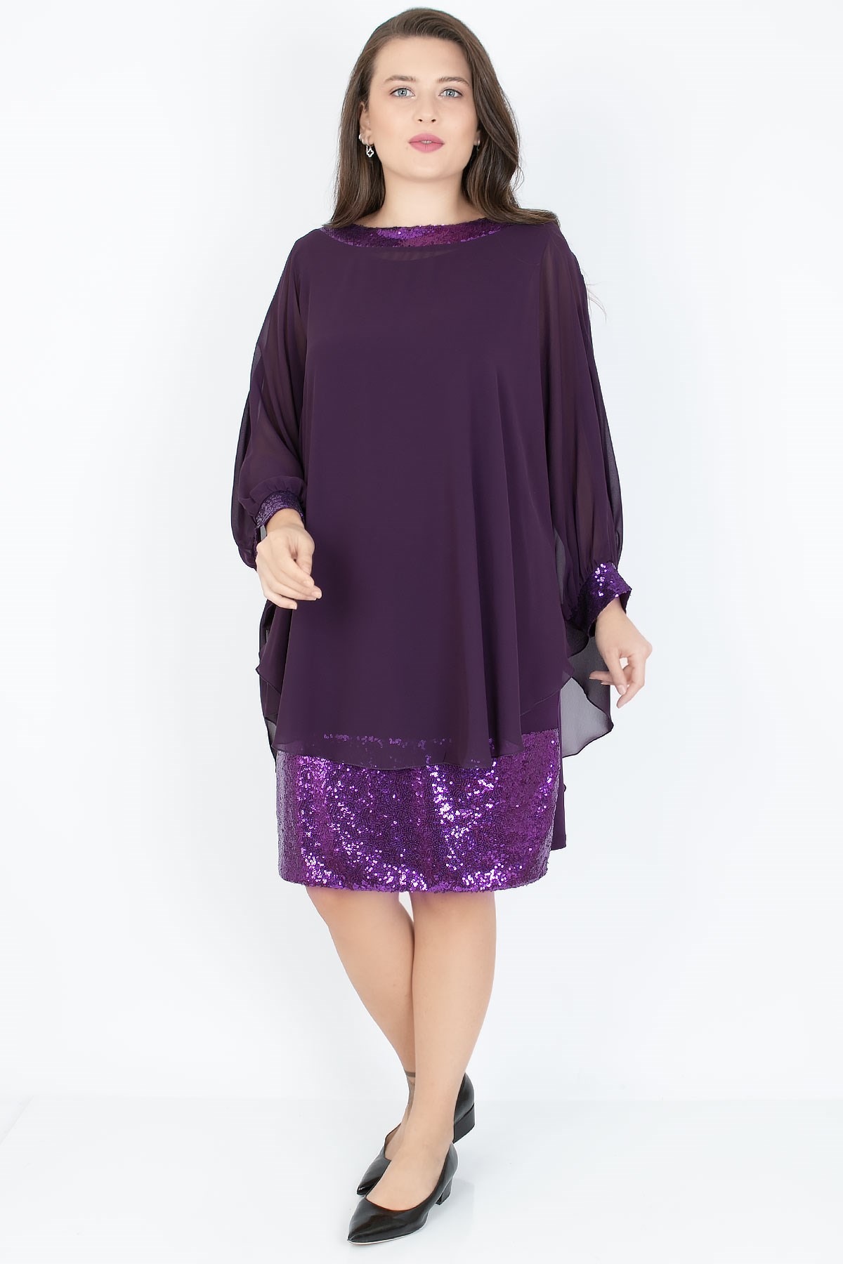 Dress Crew Neck Purple FHM756