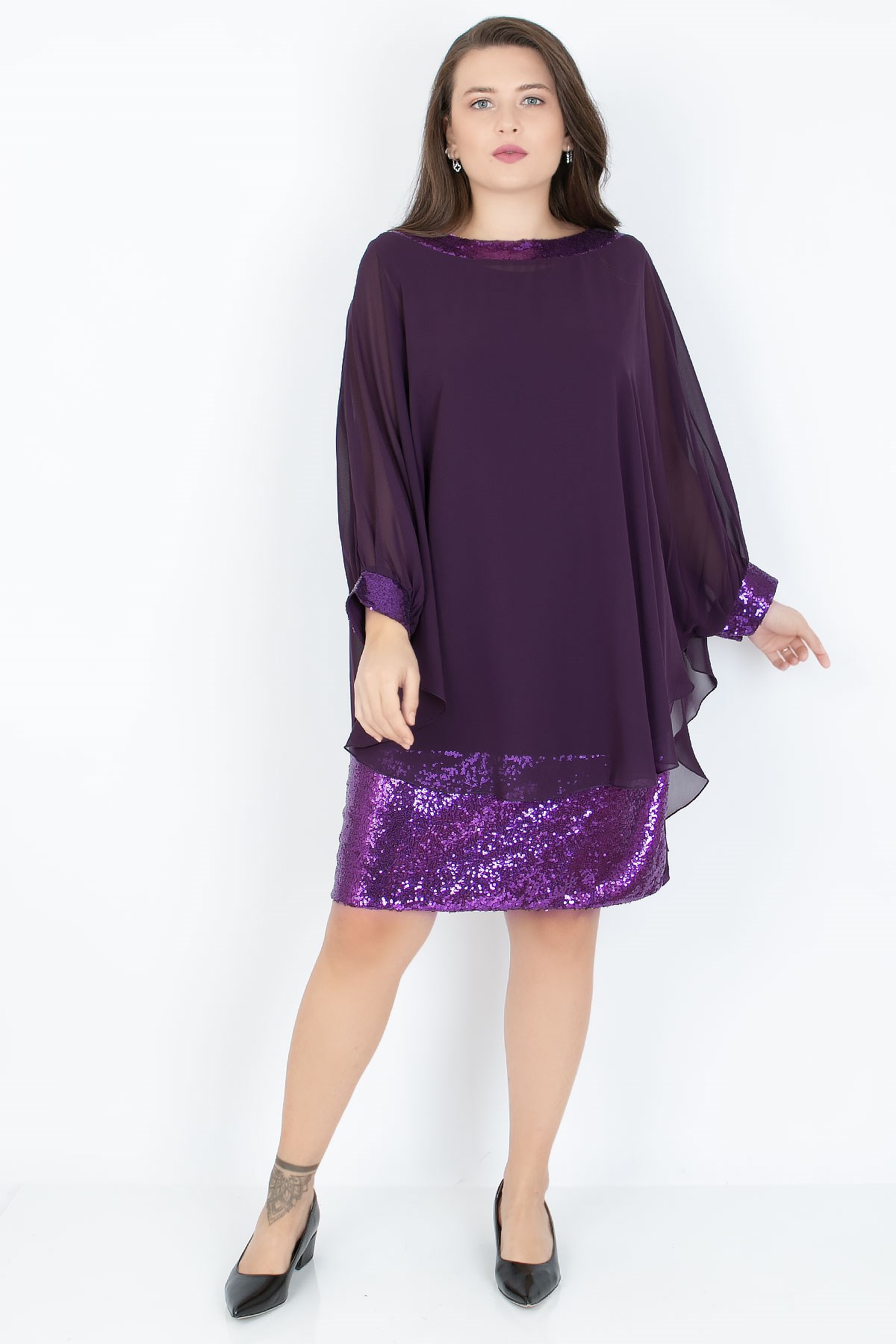 Dress Crew Neck Purple FHM756