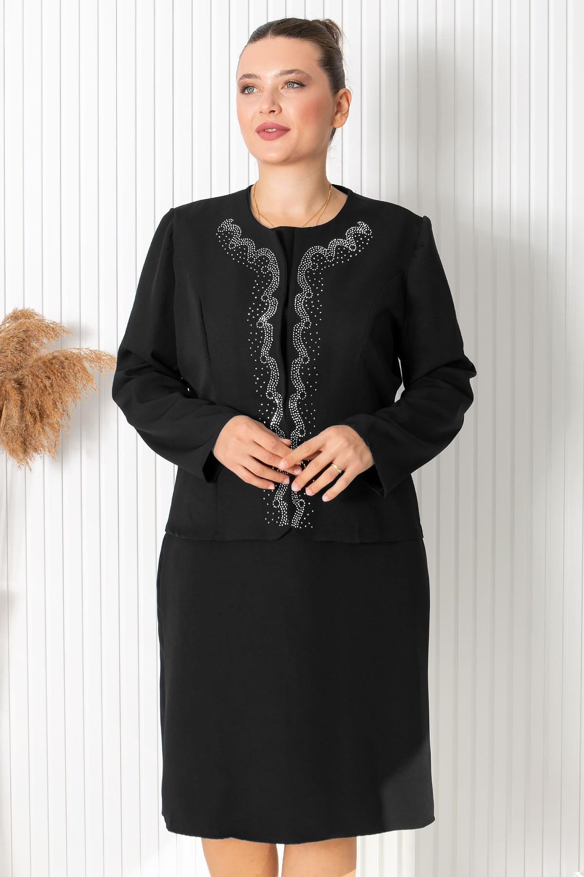 Jacket Dress Crepe Crew Neck Black FHM760FHM760-SİYAHModaviki