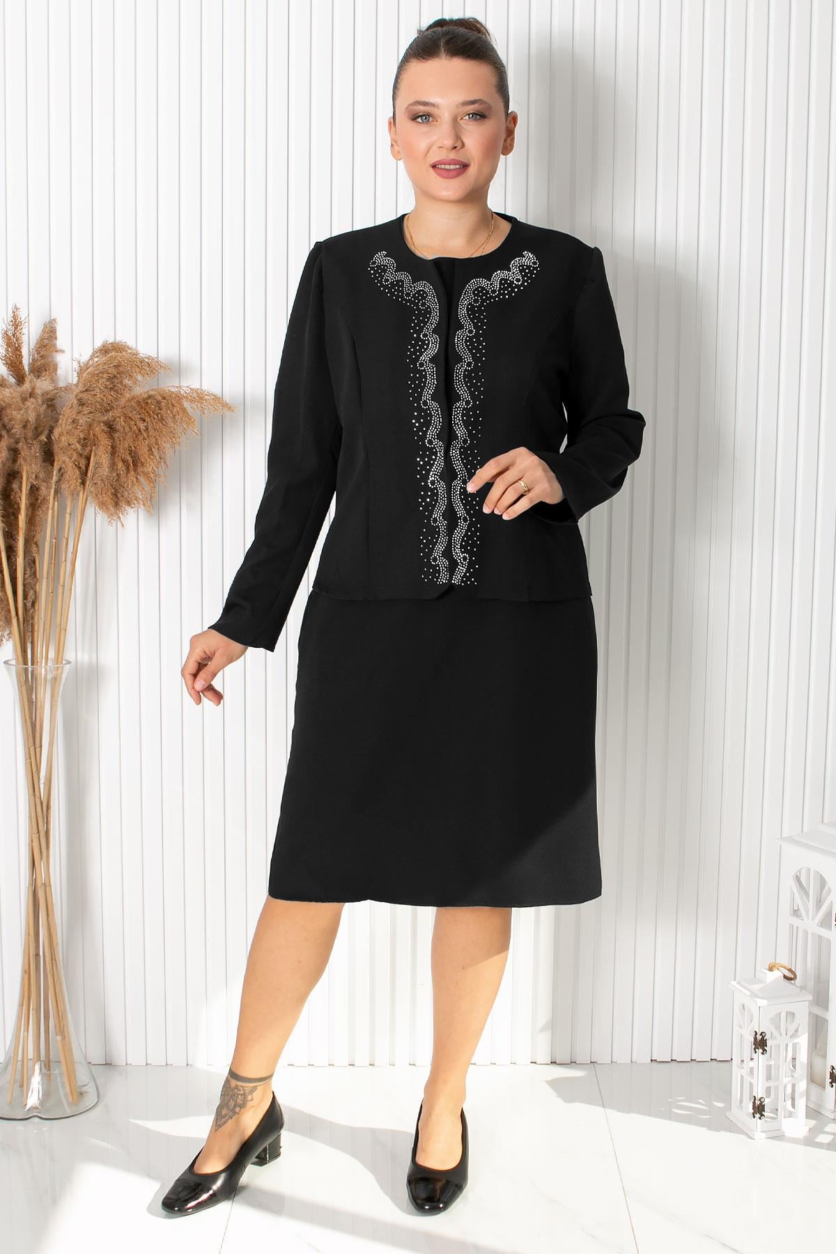 Jacket Dress Crepe Crew Neck Black FHM760FHM760-SİYAHModaviki