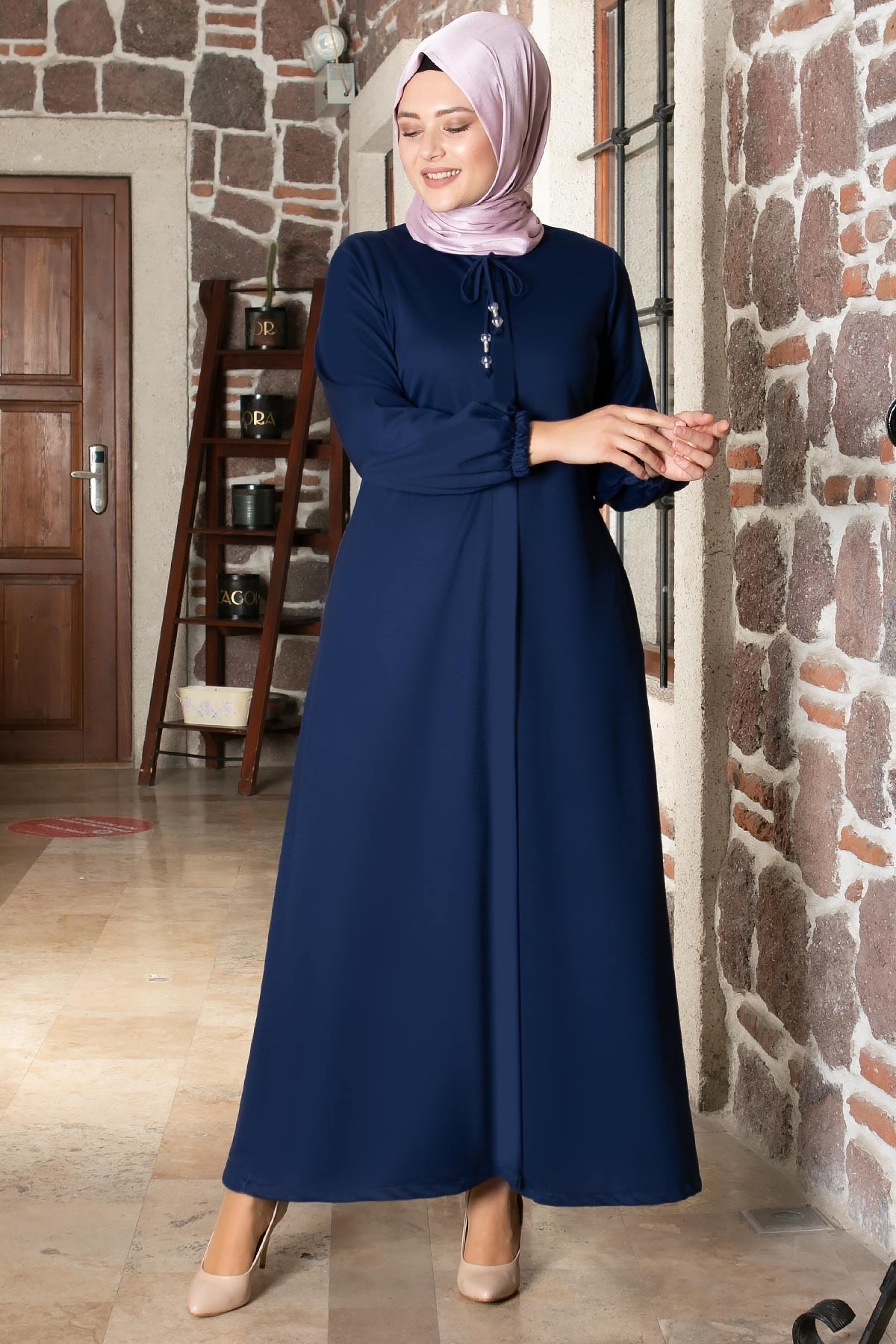 DÜĞMELİ PARDESÜFHM764-İNDİGOFahima