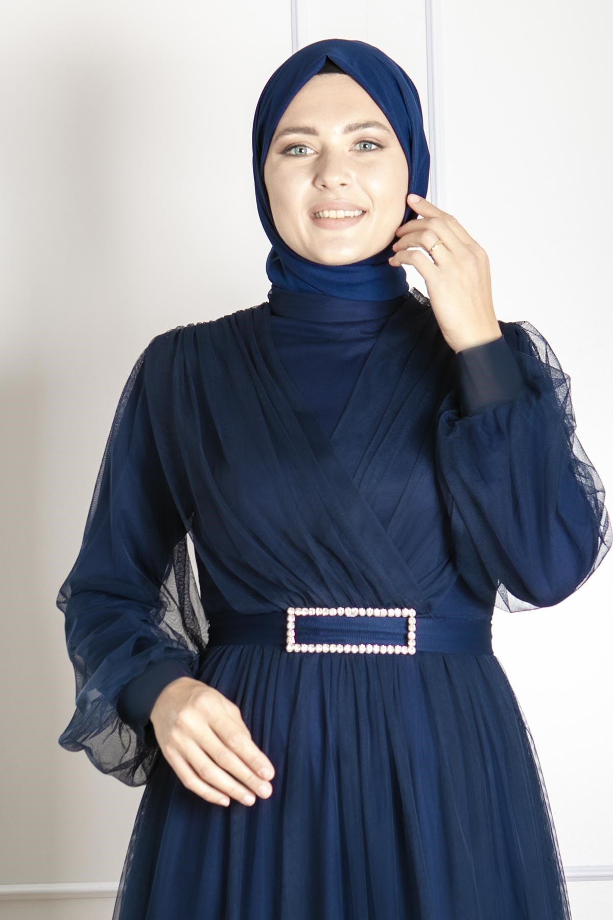 Robe En Tulle Doublée Bleu Marine Clair FHM777FHM777-LACİVERTFahima