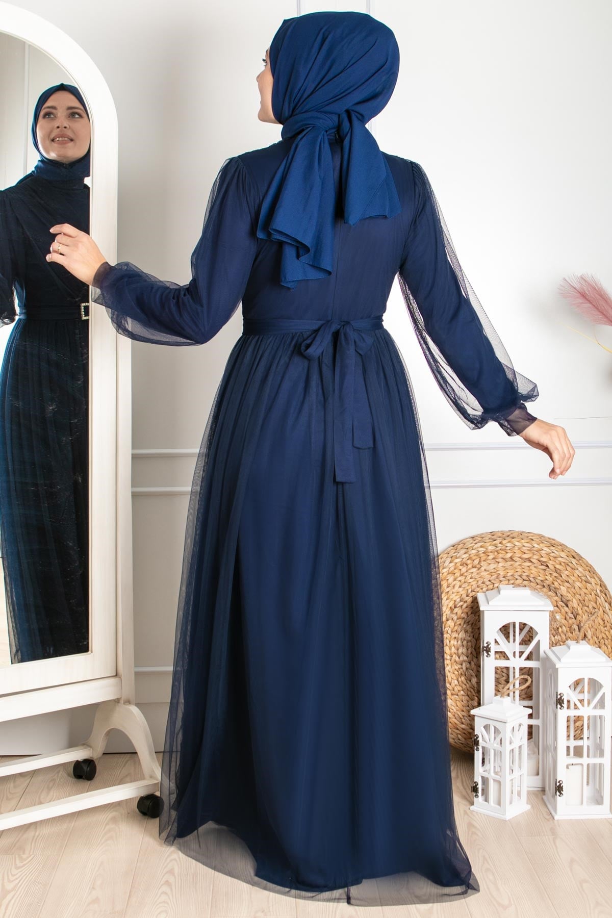 Robe En Tulle Doublée Bleu Marine Clair FHM777FHM777-LACİVERTFahima