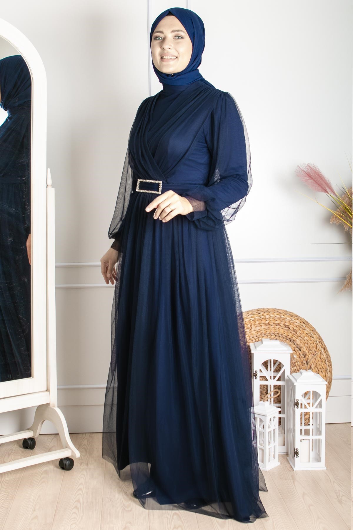 Robe En Tulle Doublée Bleu Marine Clair FHM777FHM777-LACİVERTFahima