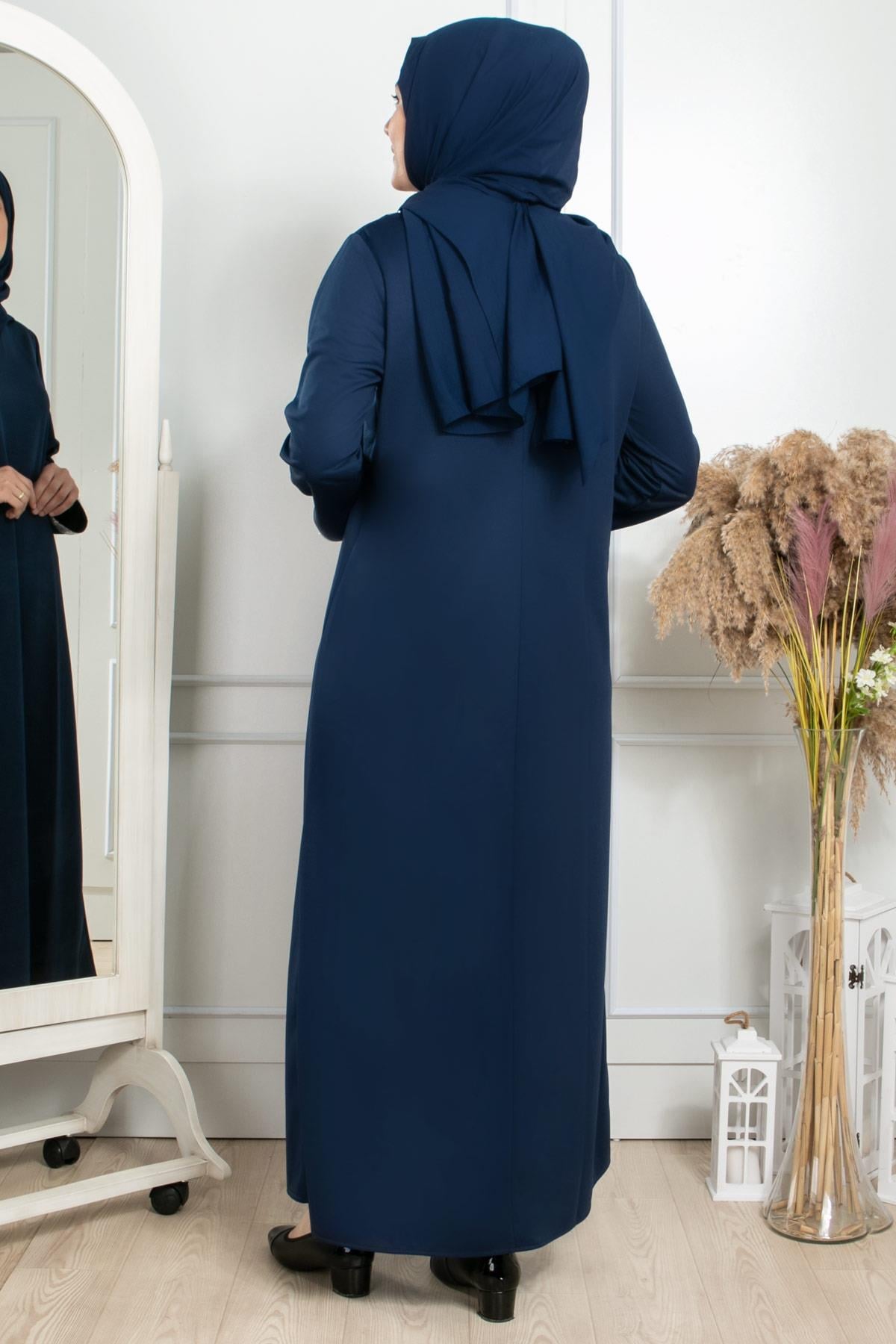 Sequin Striped Dress Indigo Bleu FHM808FHM808-İNDİGOFahima