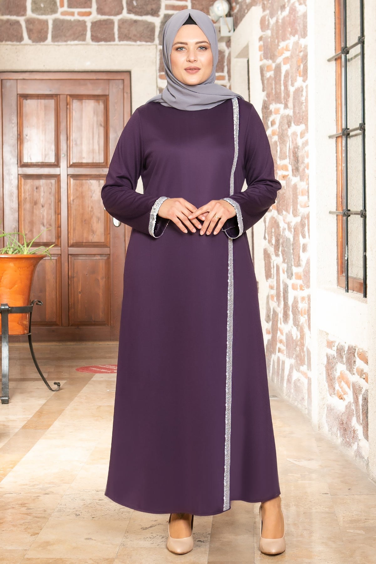Sequin Striped Dress Purple FHM808FHM808-MORFahima