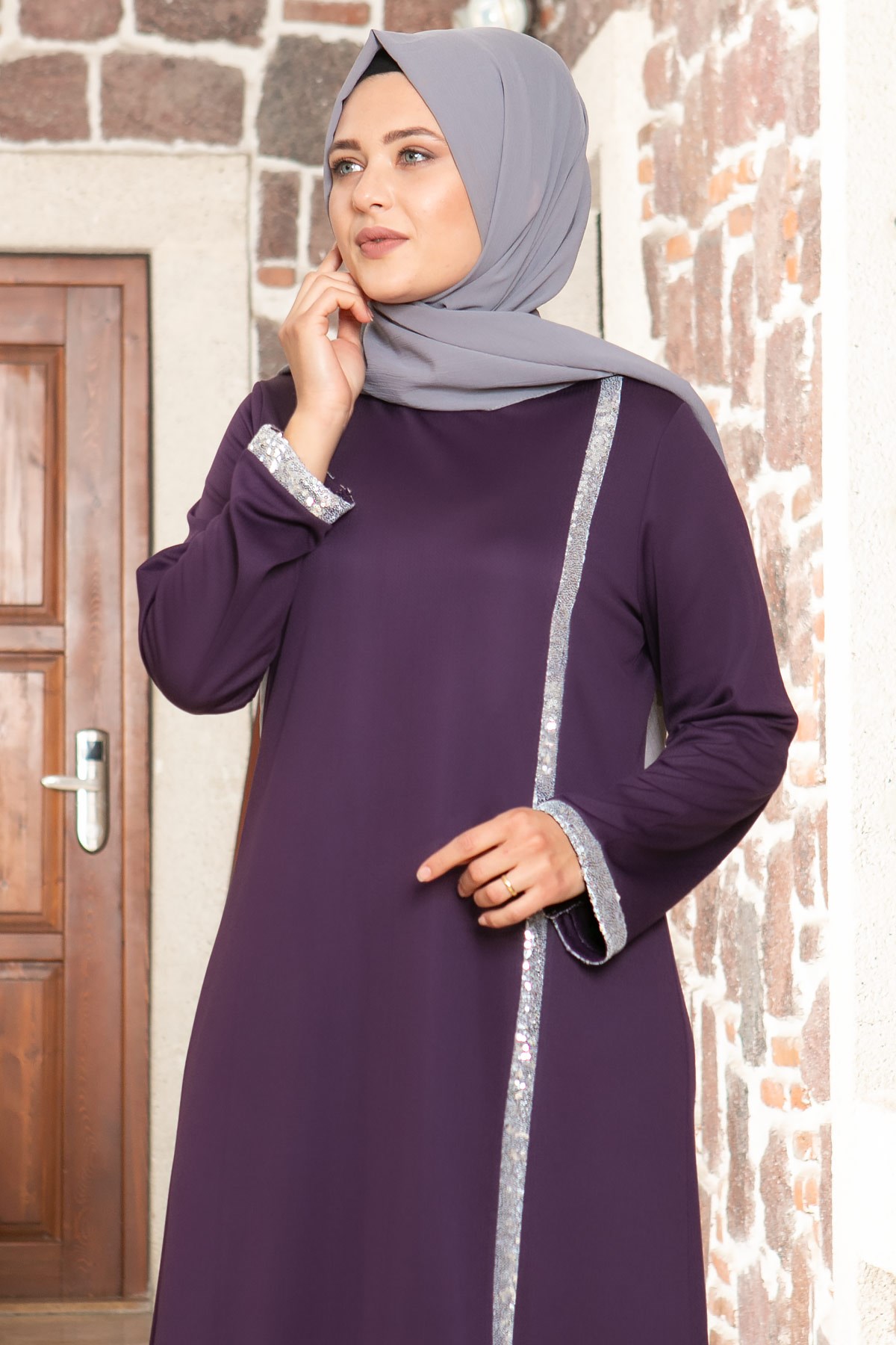Sequin Striped Dress Purple FHM808FHM808-MORFahima