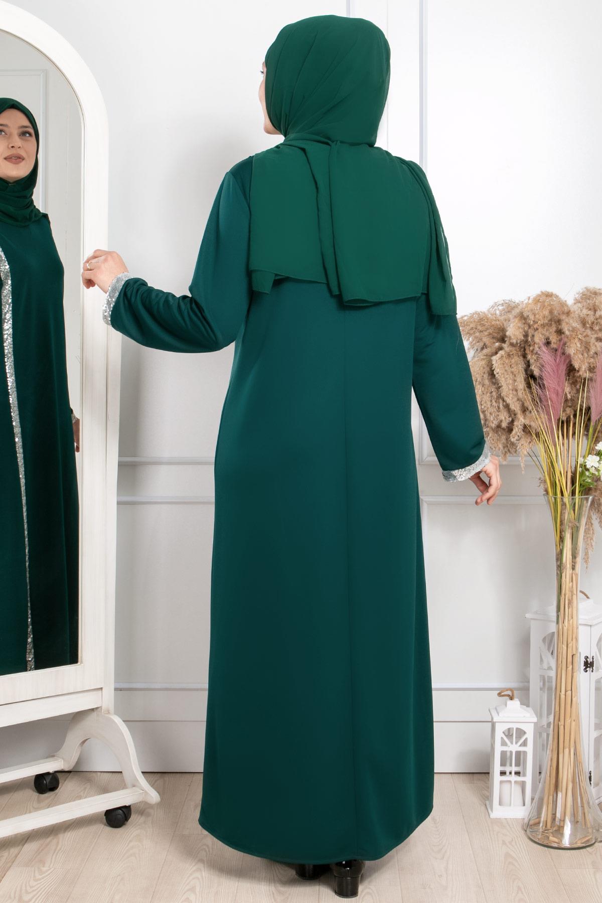Sequin Striped Dress Petrol FHM808FHM808-PETROLFahima