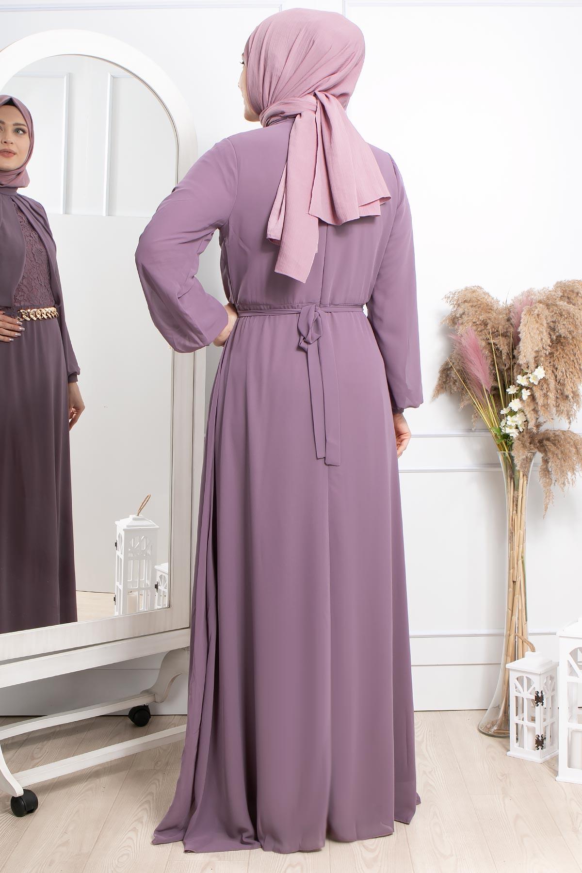Evening Dresses With Chain Belt Detail Lila FHM860FHM860-LİLAFahima