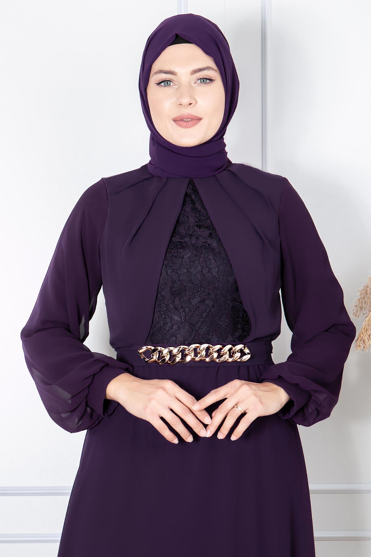 Zincir Kemer Detaylı Abiye Mor FHM860FHM860-MORFahima