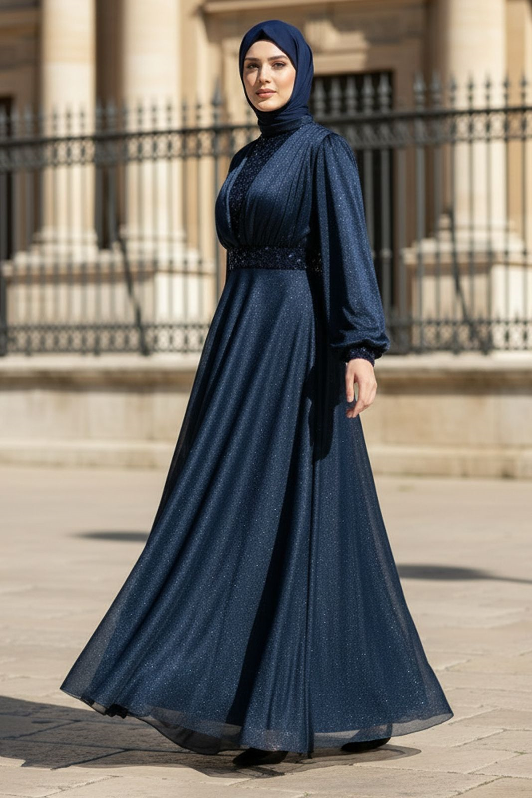 Evening Dress Dark Blue FHM872FHM872-LACİVERTFahima