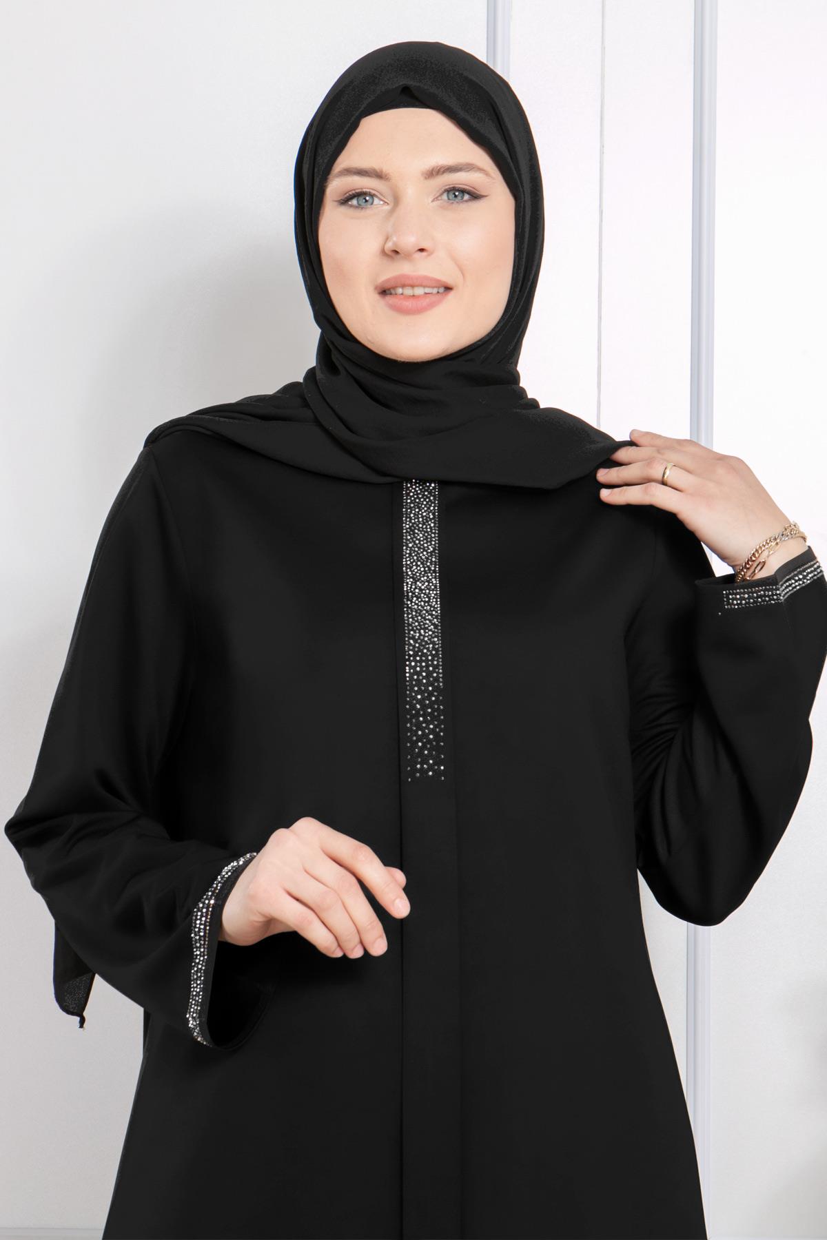 Costume Double Détaillé Imprimé Pierre Noir FHM876FHM876-SİYAHFahima