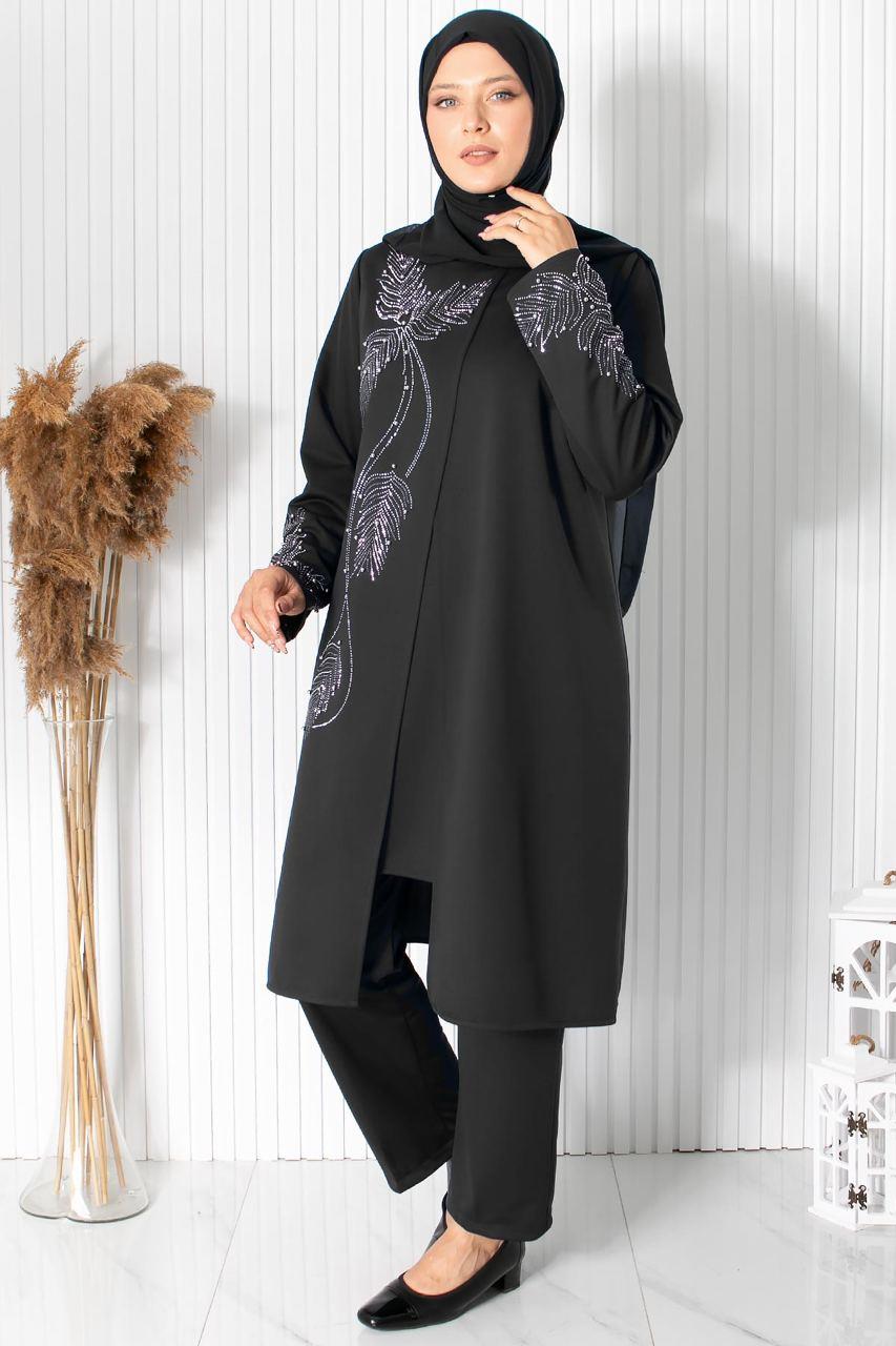 YAPRAK İKİLİ TAKIMFHM890-SİYAHFahima