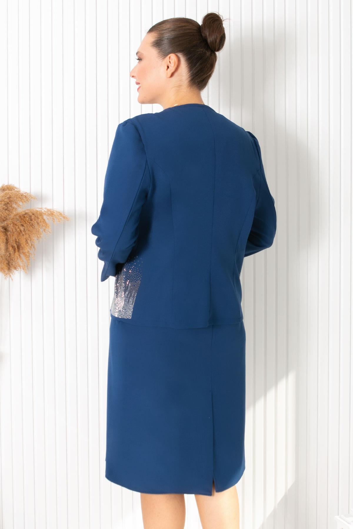 Ceketli Taşlı Abiye Lacivert FHM896FHM896-LACİVERTFahima