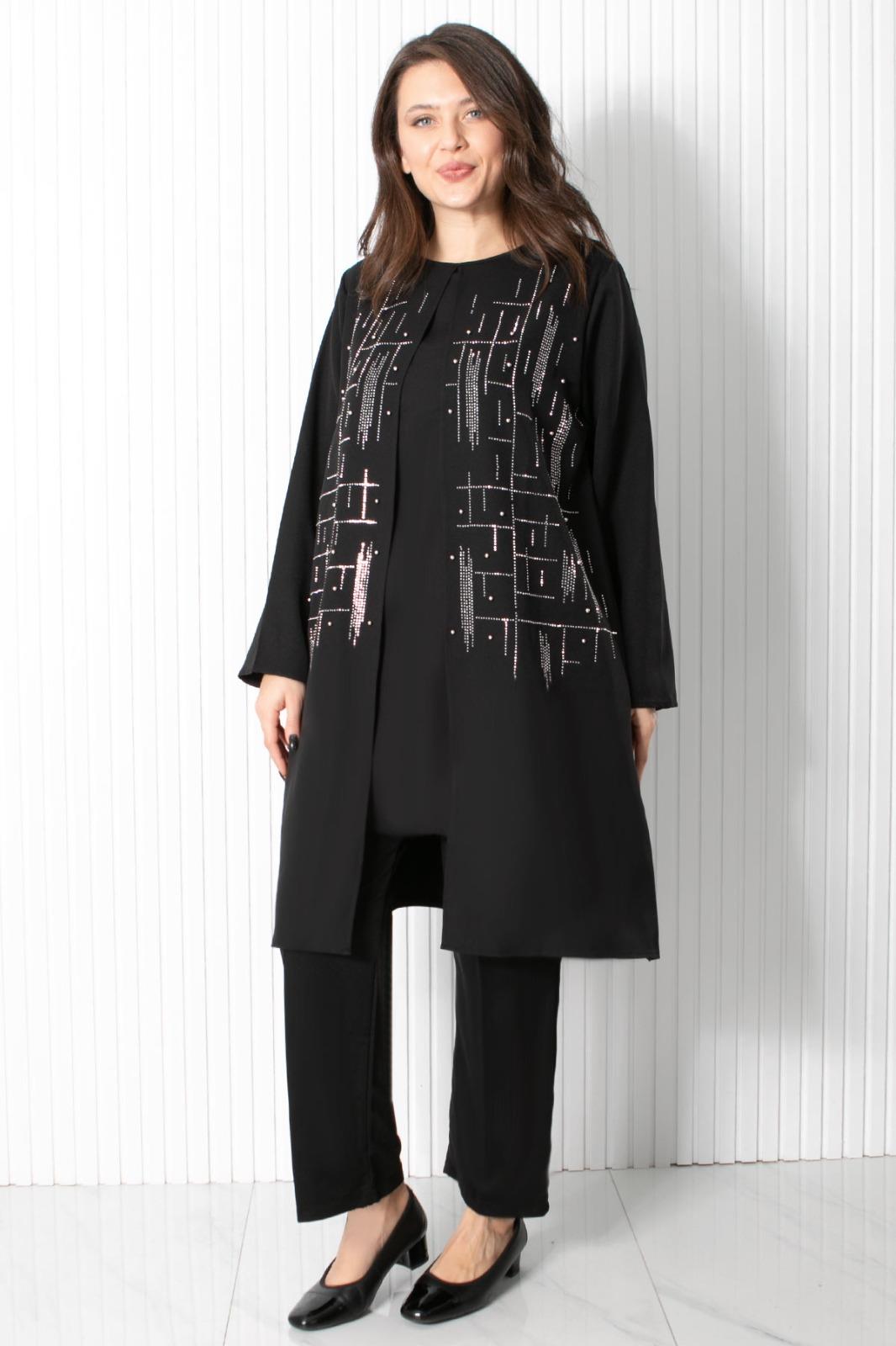 Costume Double Brodé Pierre Noir FHM898FHM898-SİYAHFahima